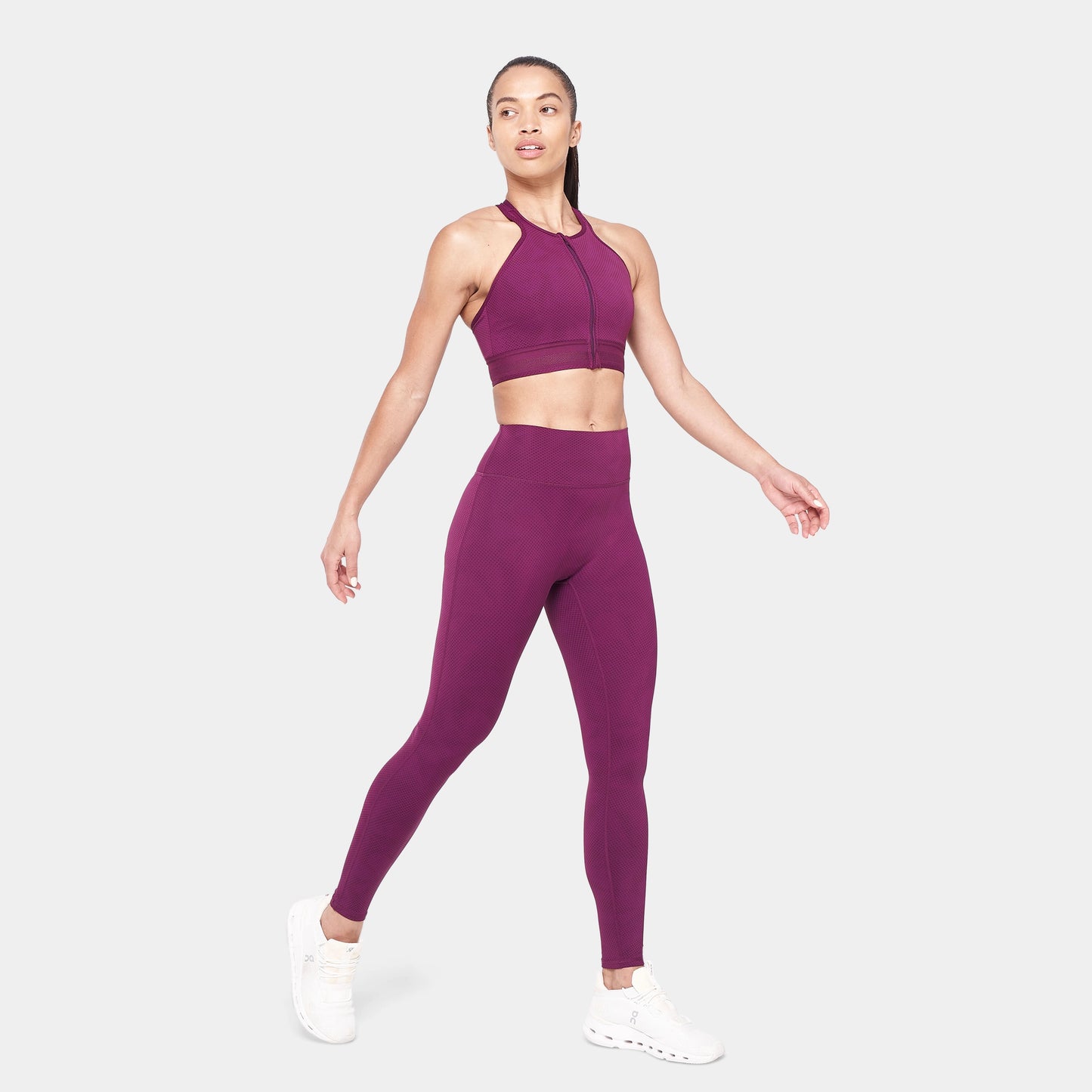 أنتيمد حمالة صدر بسحاب- طبعة كرزي داكن و بنفسجي