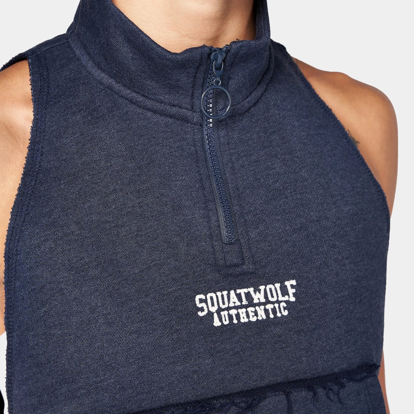 تيشيرت دون أكمام بسحاب - كحلي مارل