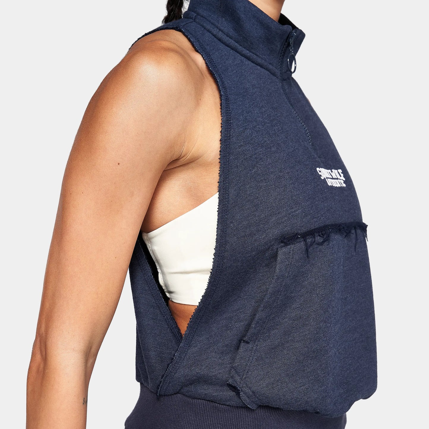 تيشيرت دون أكمام بسحاب - كحلي مارل