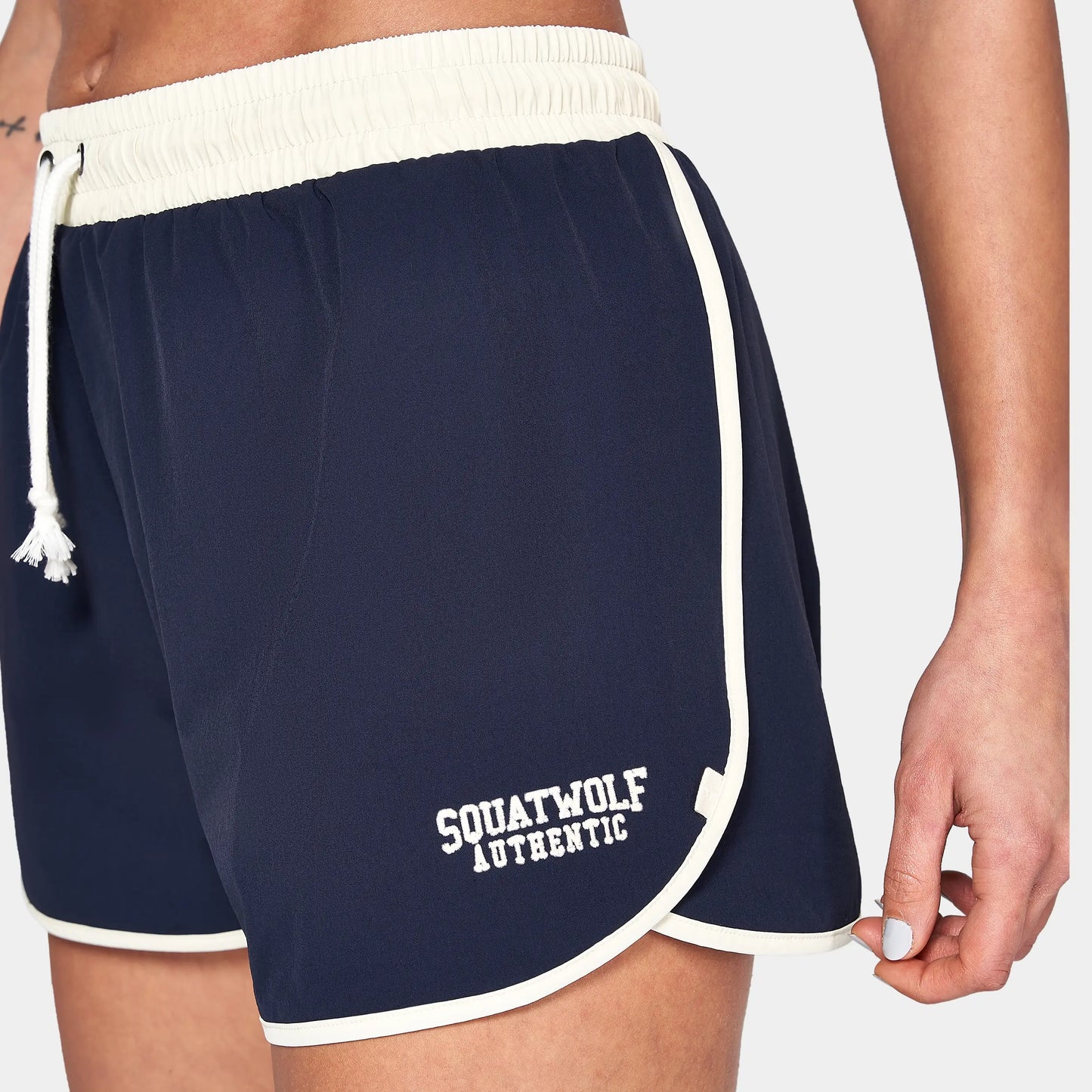 شورت بحواف شريطية 2 في 1- كحلي