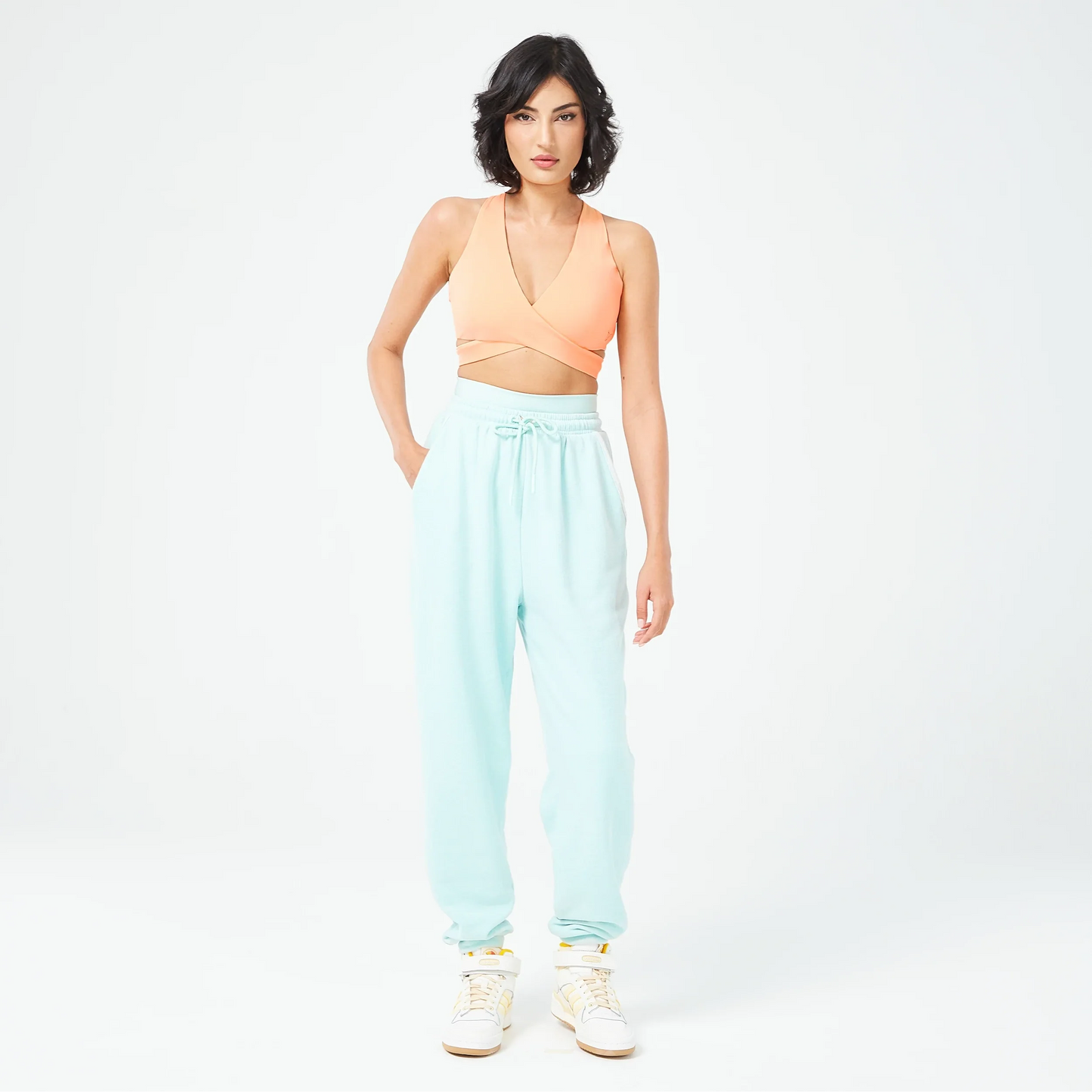 بلوزة بنمط حمالة صدر ريتروجراد كريس كروس - برتقالي شيفون