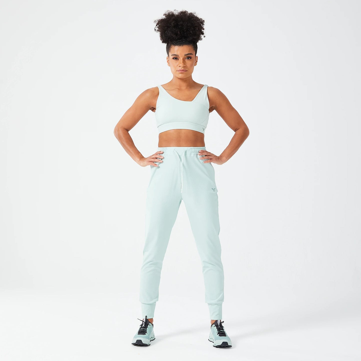 Luxe Ribbed Joggers - Surf Spray