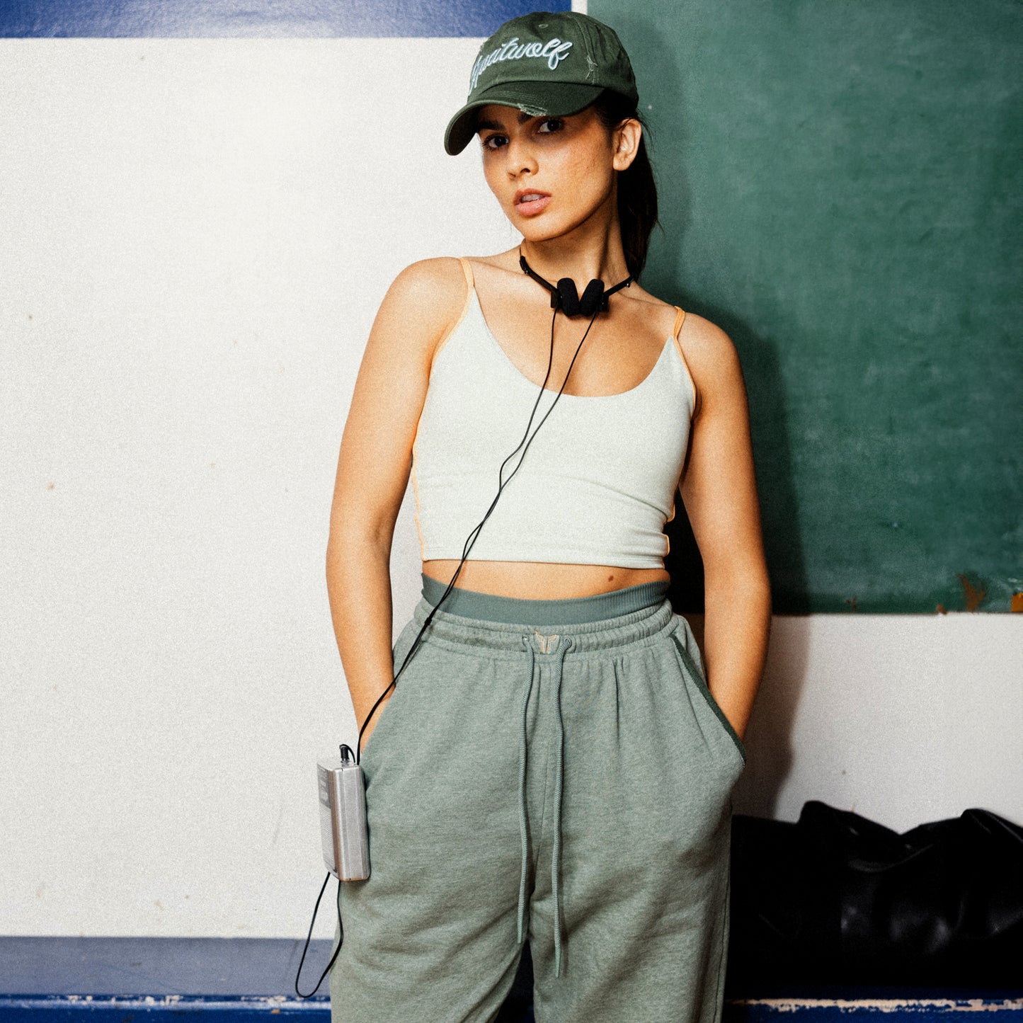 بلوزة بنمط حمالة صدر ريتروجراد لونج لاين - سماوي فاتح مارل