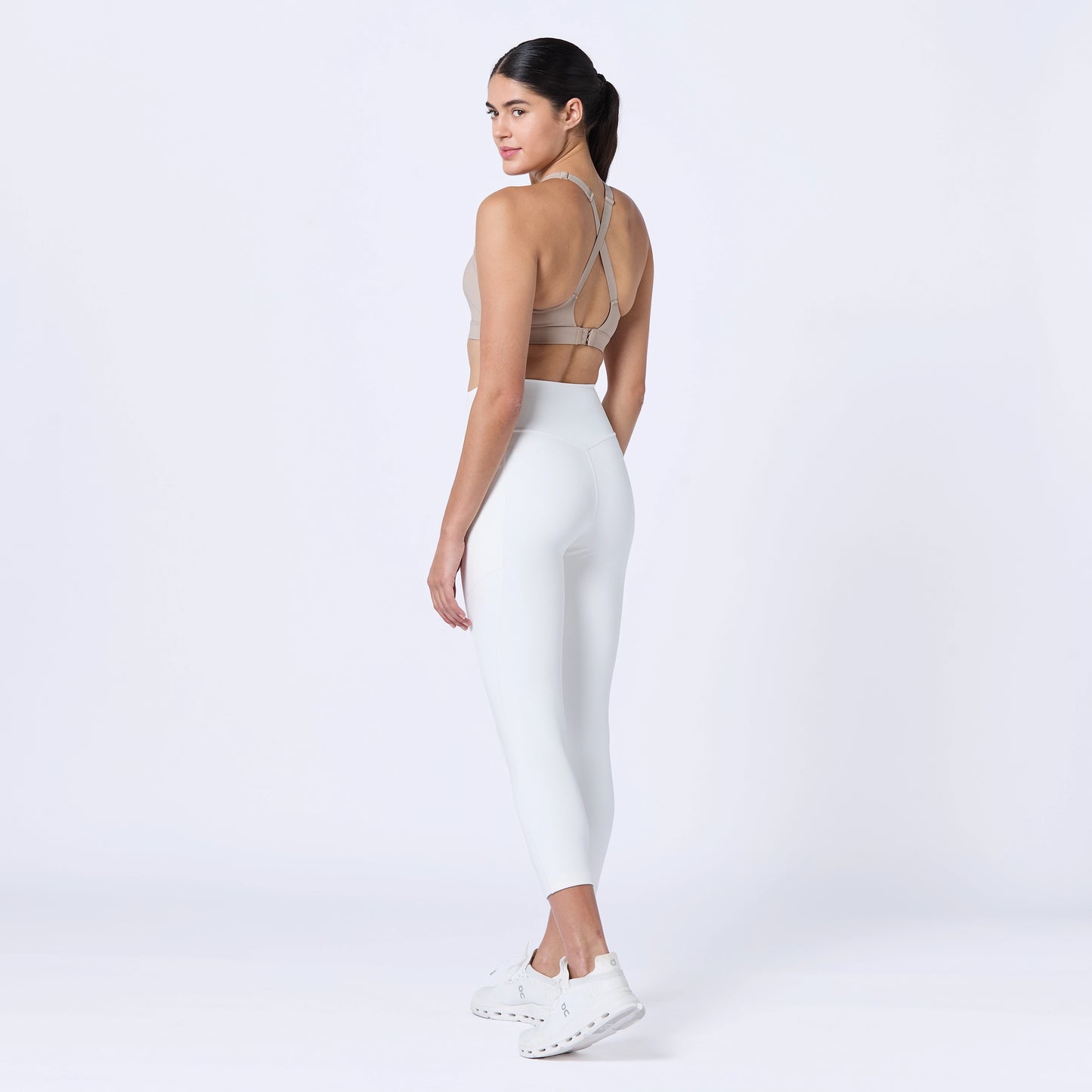 ليقينز بخصر مرتفع 24"طبقتين - أبيض لؤلؤي