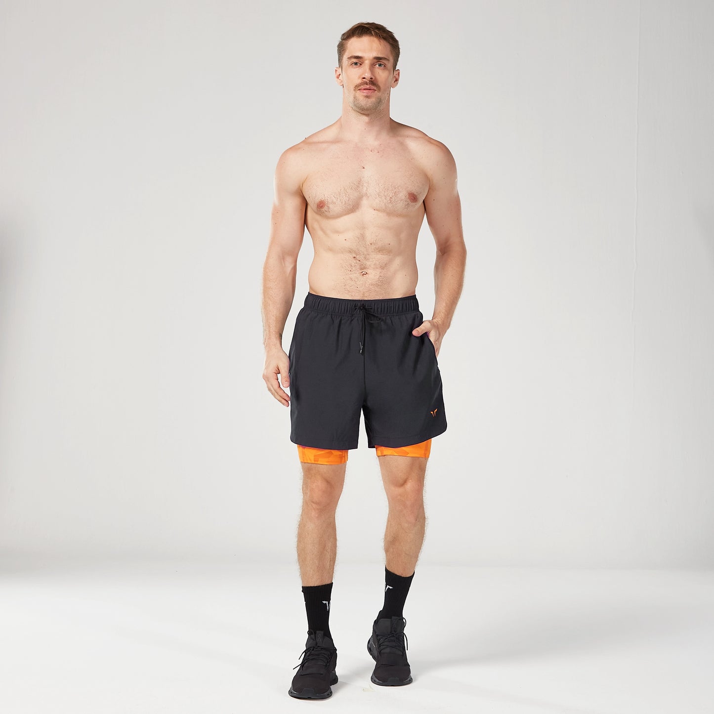 Limitless 2-in-1 7" Shorts - Black & Persimmon Orange