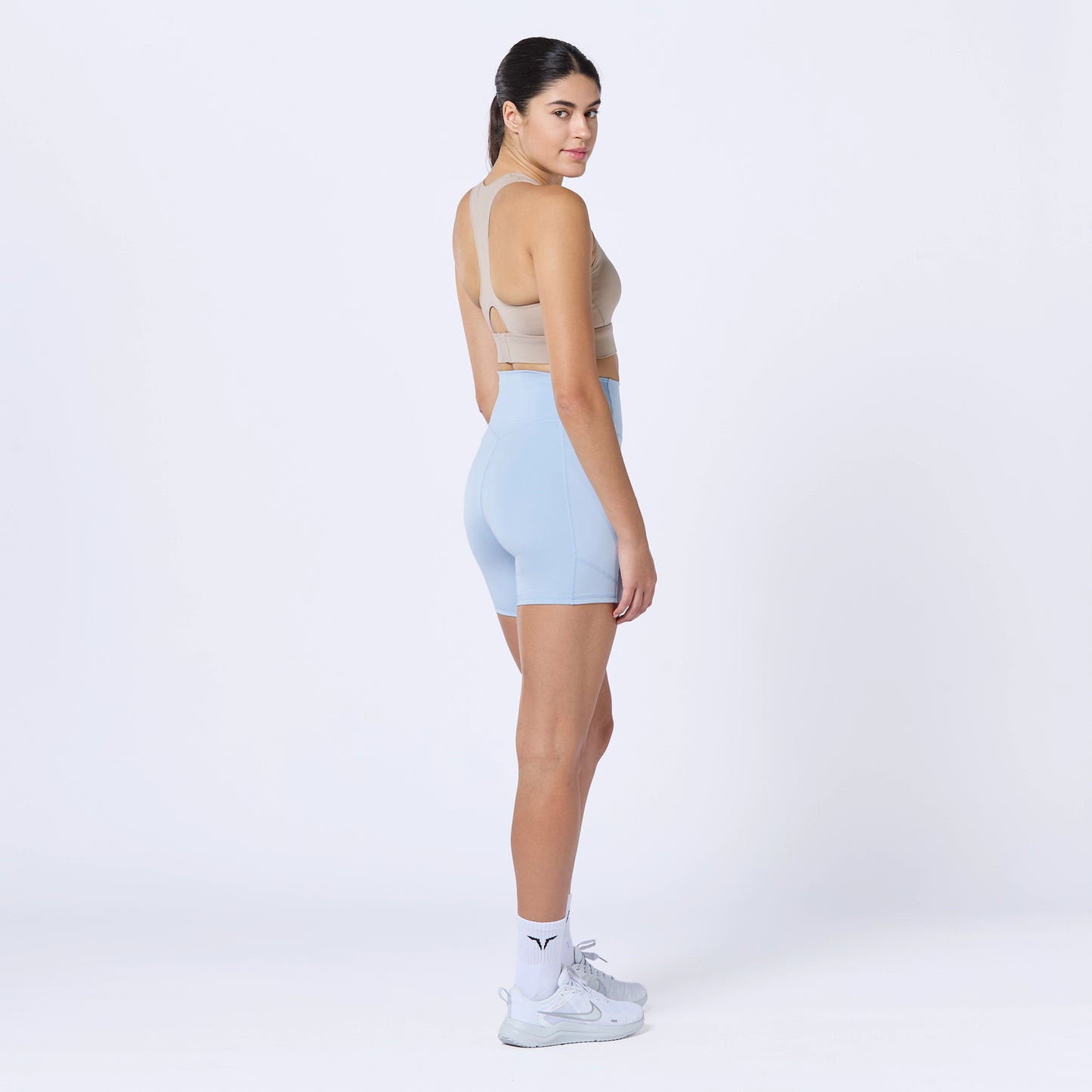 شورت بخصر مرتفع 5" - أزرق سماوي