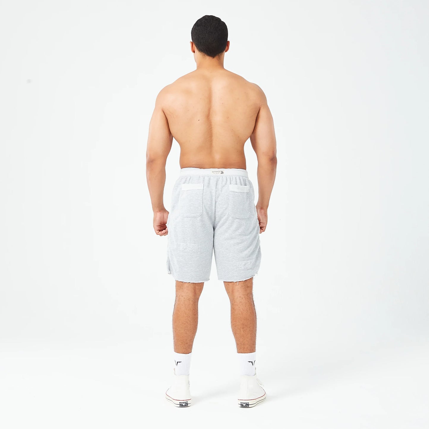 Golden Era Ripped Shorts - Light Grey Marl