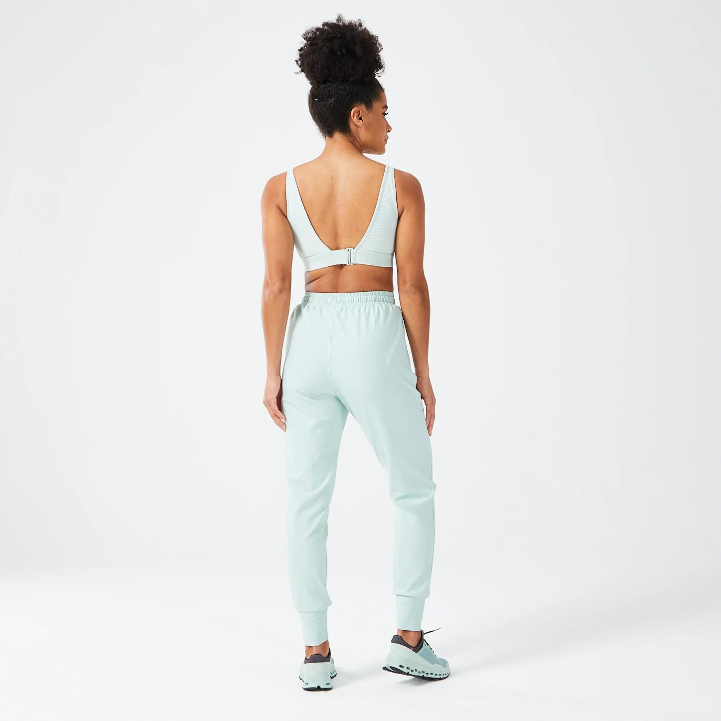 Luxe Ribbed Joggers - Surf Spray