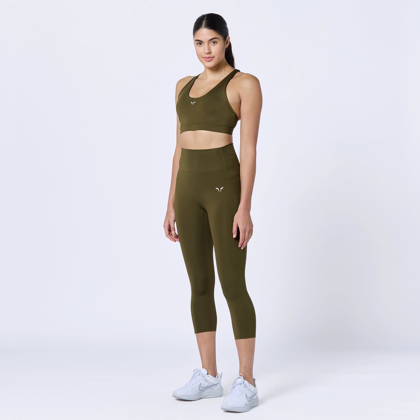 ليقينز بخصر مرتفع 21" - زيتوني داكن