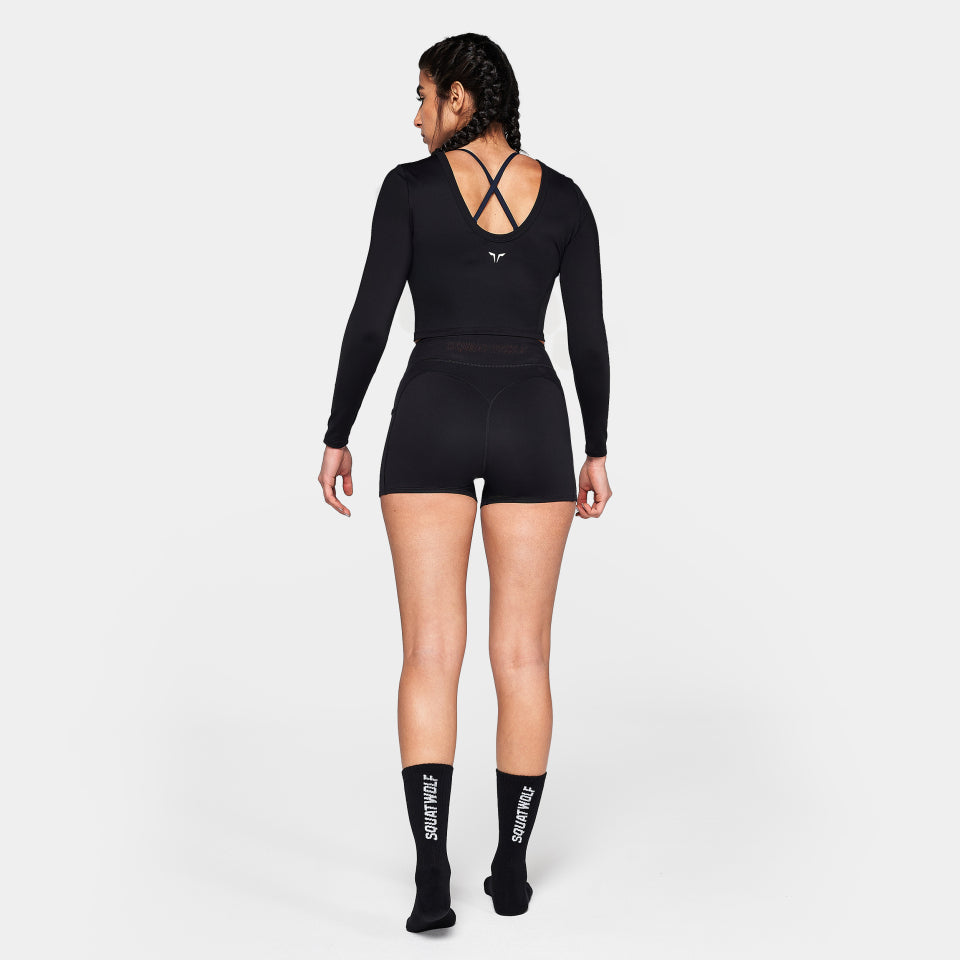 جوارب نصف الساق بشعار 3 قطع - أسود