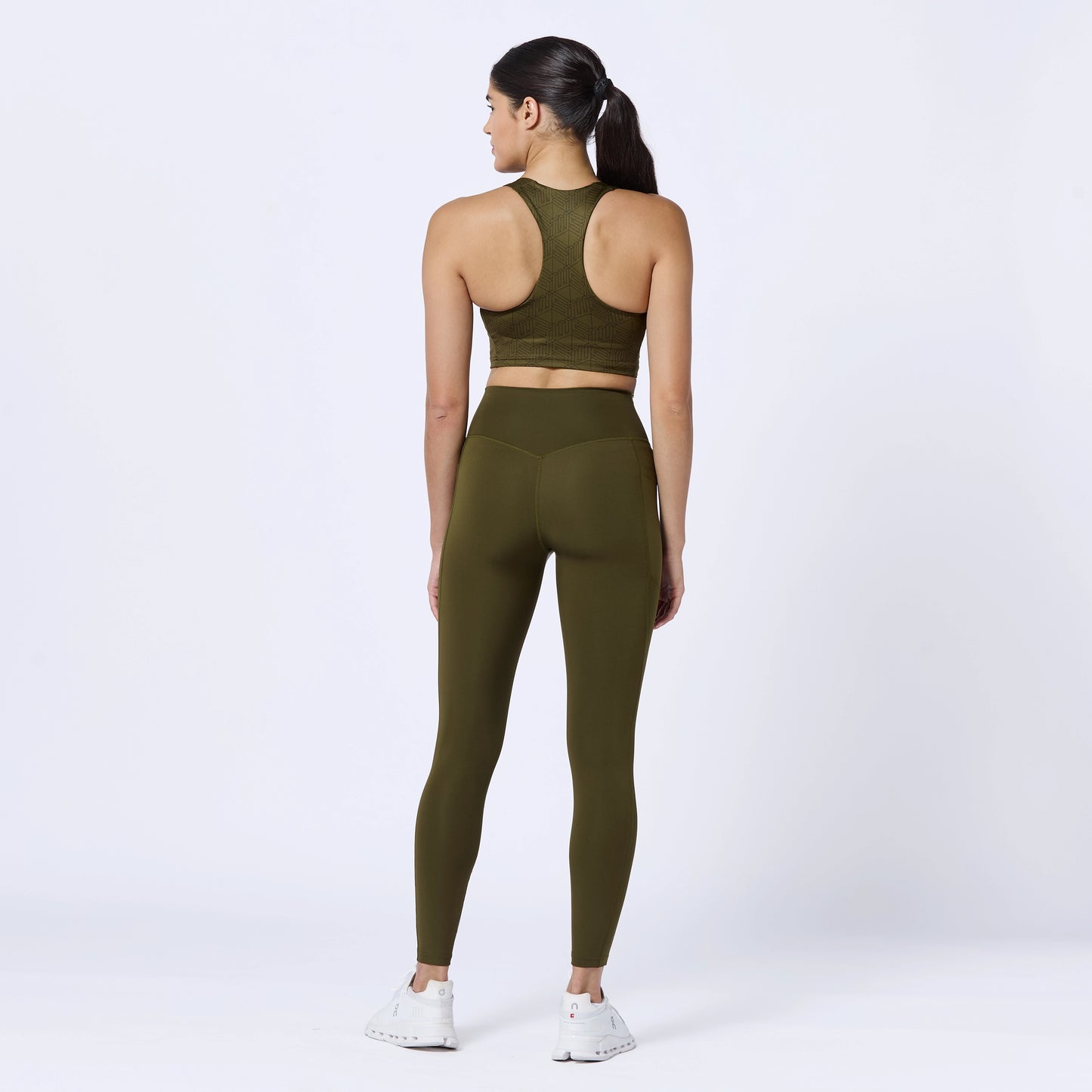 ليقنز بخصر مرتفع 27" - زيتوني داكن