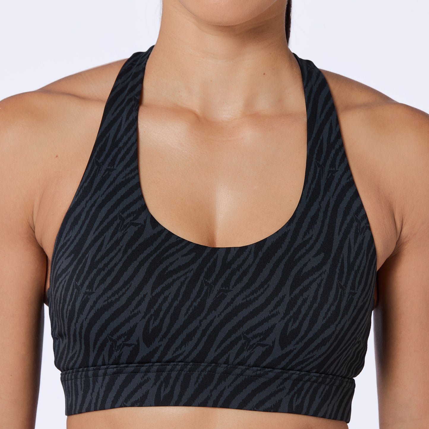 Racer Back Bra - Black Print