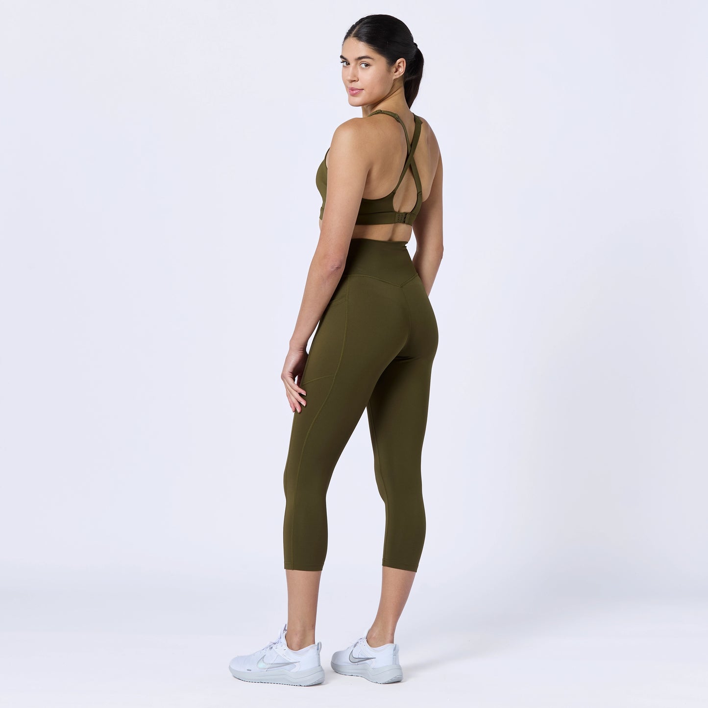 ليقينز بخصر مرتفع 21" - زيتوني داكن