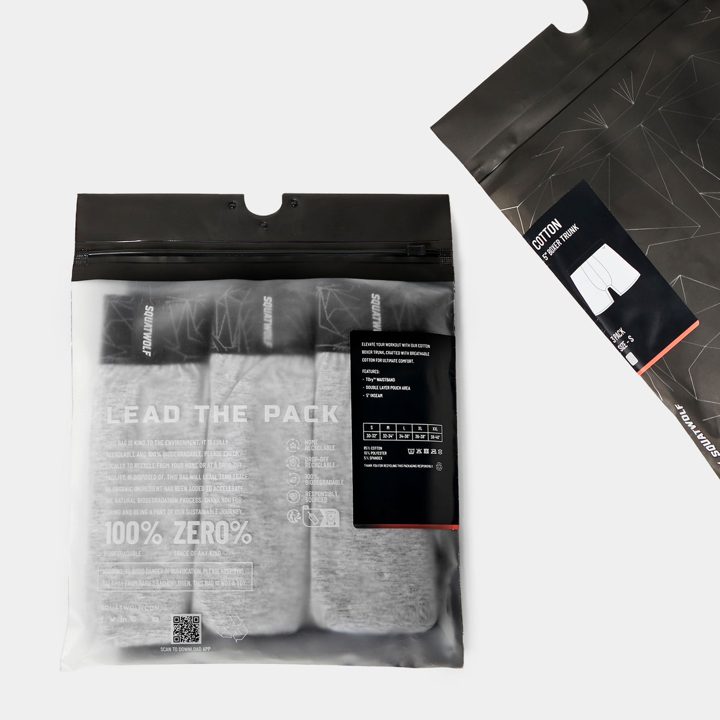 بوكسر 5 انش قطني 3 قطع  - رمادي فاتح مارل