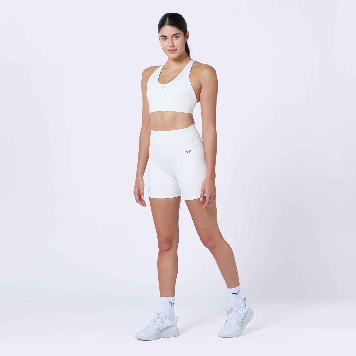 شورت بخصر مرتفع 5" - أبيض لؤلؤي