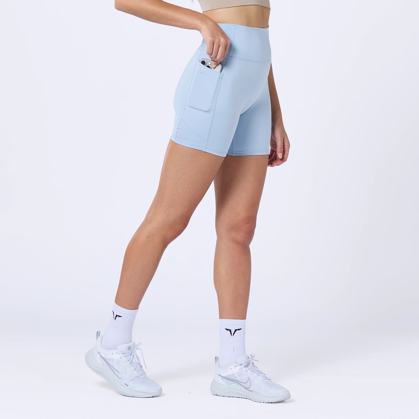 شورت بخصر مرتفع 5" - أزرق سماوي