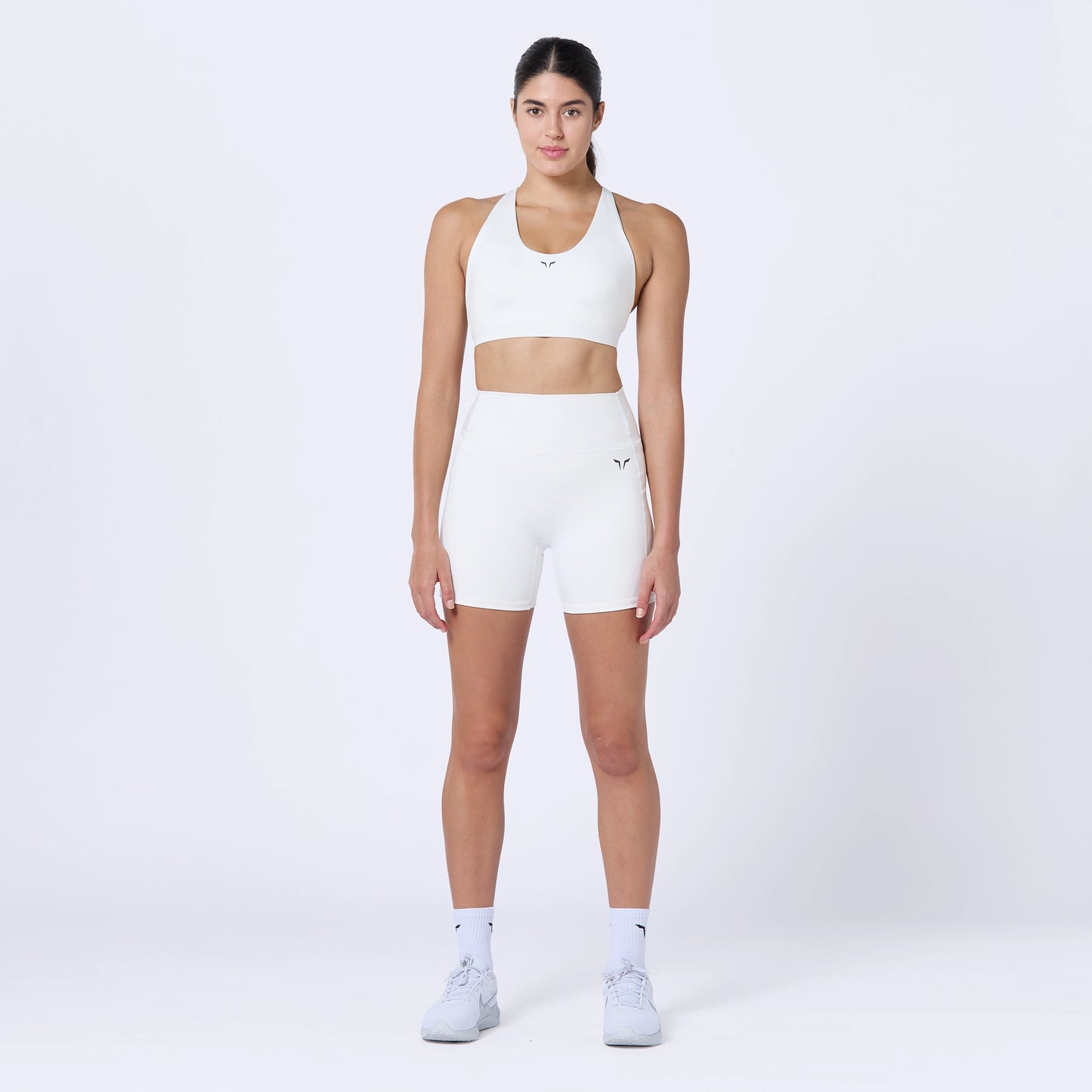 شورت بخصر مرتفع 5" - أبيض لؤلؤي