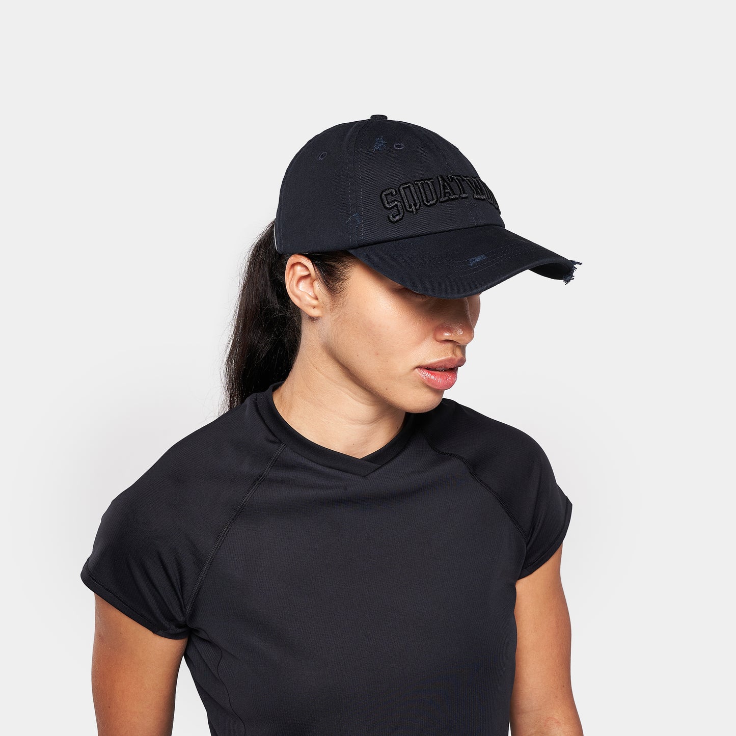 قبعة بيسبول ممزقة - أسود