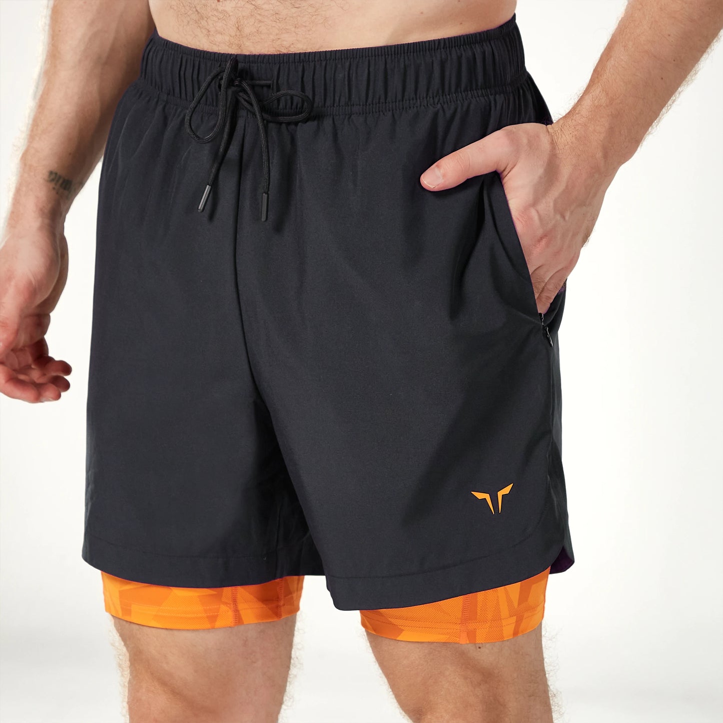 Limitless 2-in-1 7" Shorts - Black & Persimmon Orange