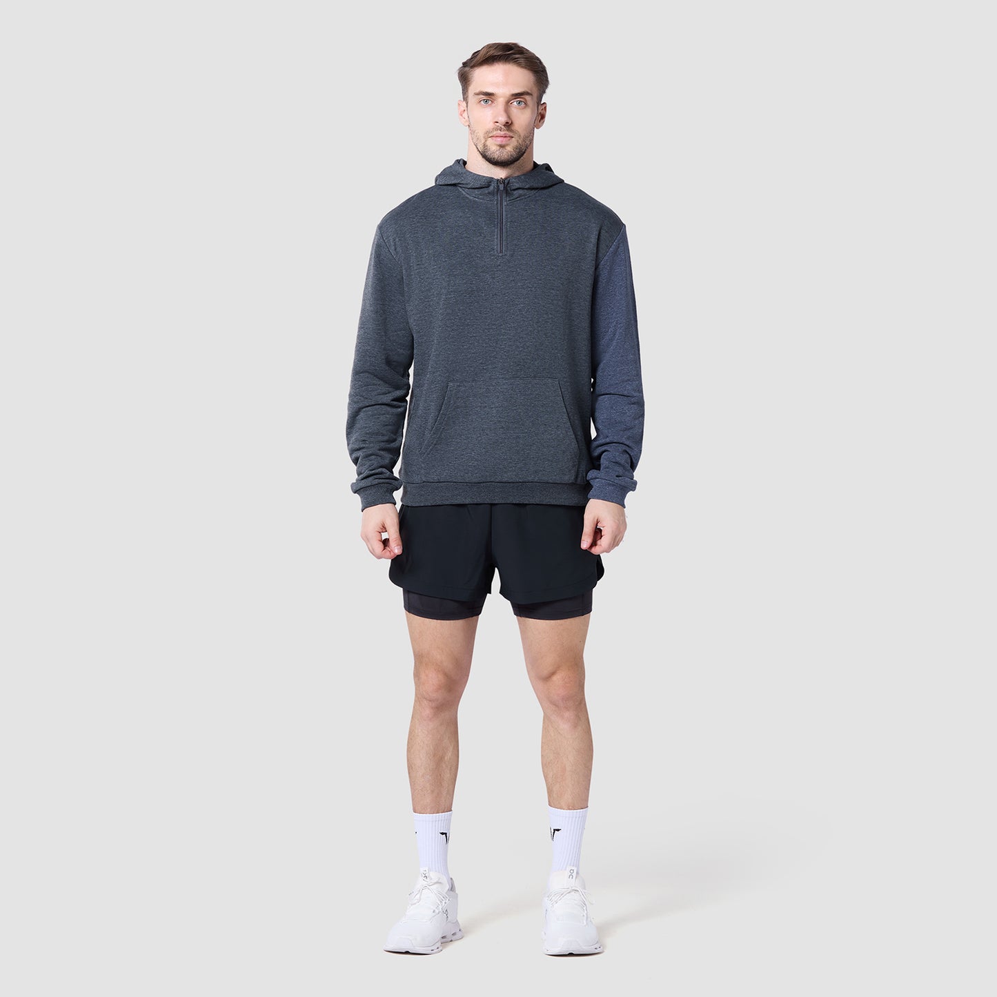  هودي كور مقسم - أسود & كحلي مارل