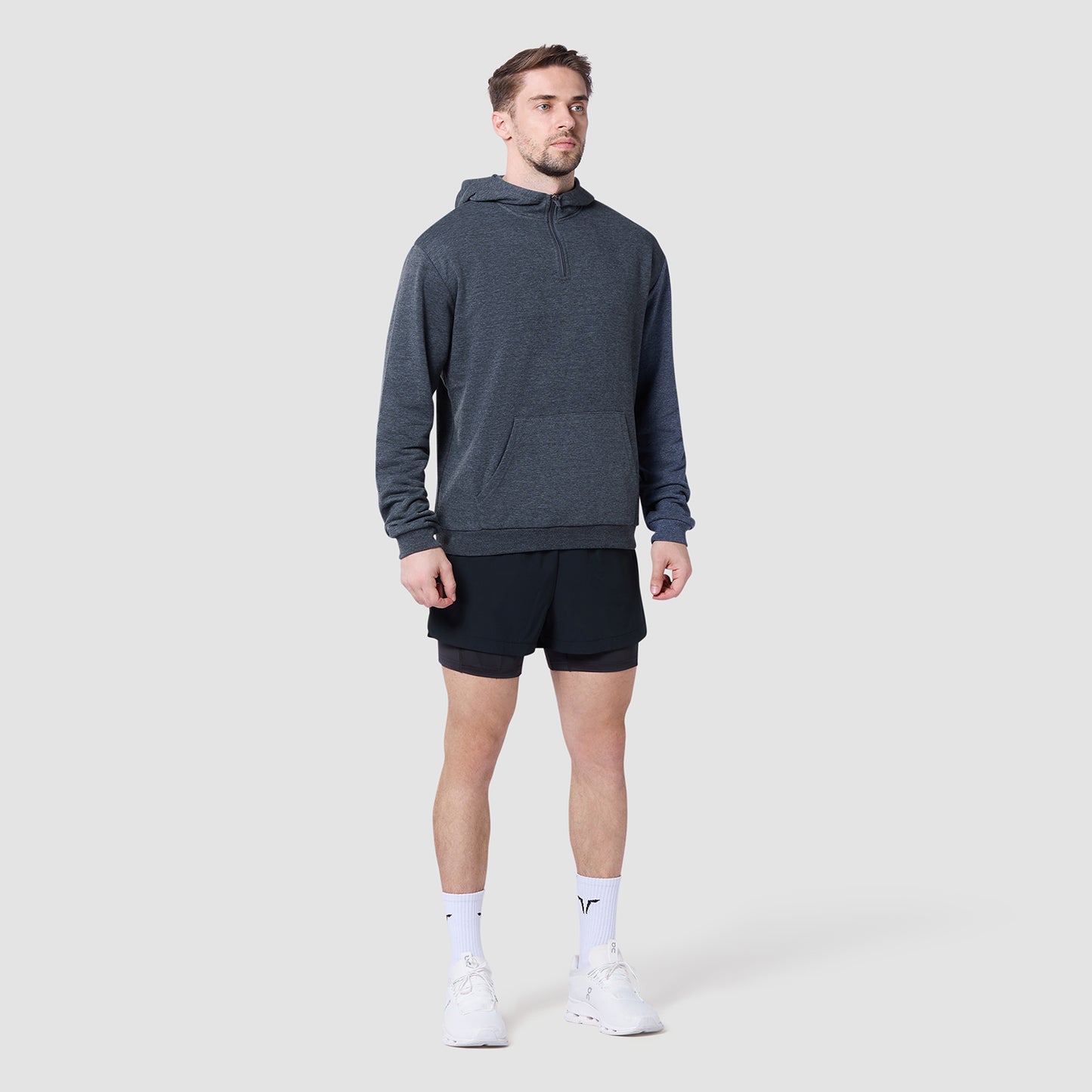  هودي كور مقسم - أسود & كحلي مارل