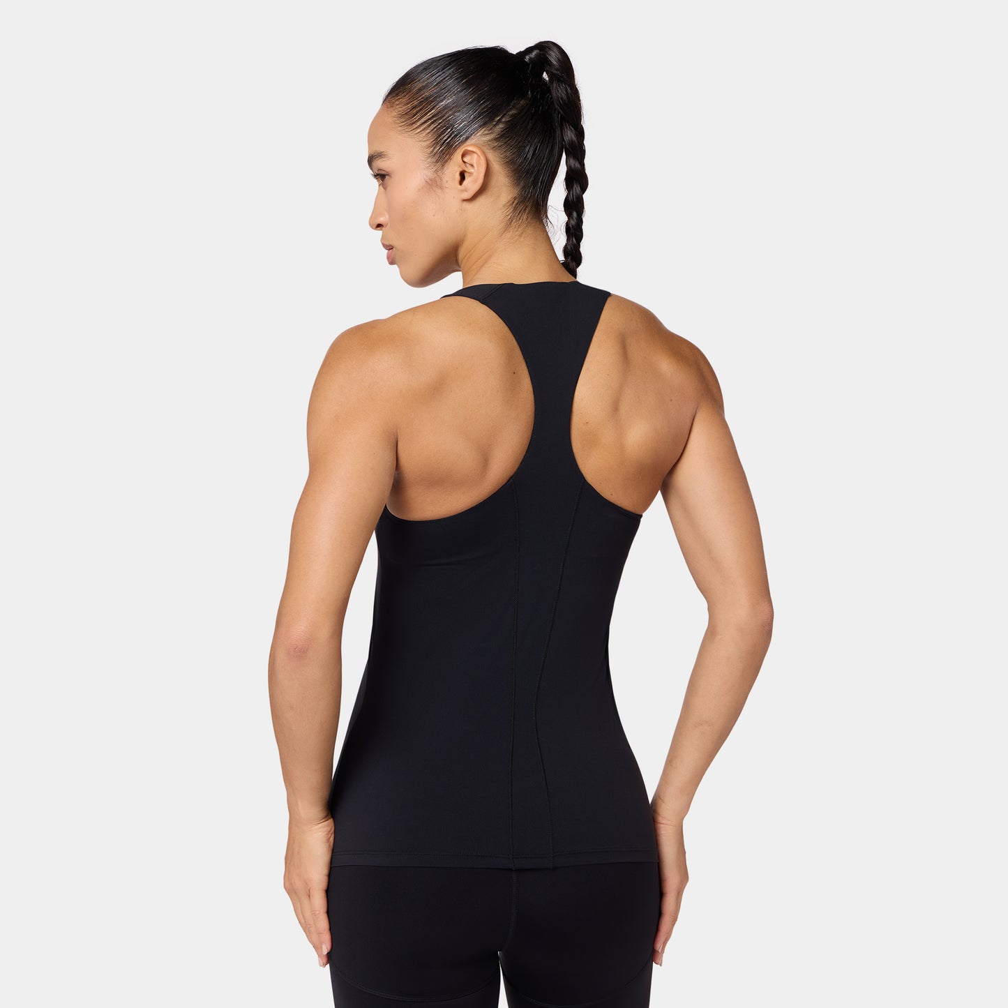 Racer Back Built In Bra Tank - Black