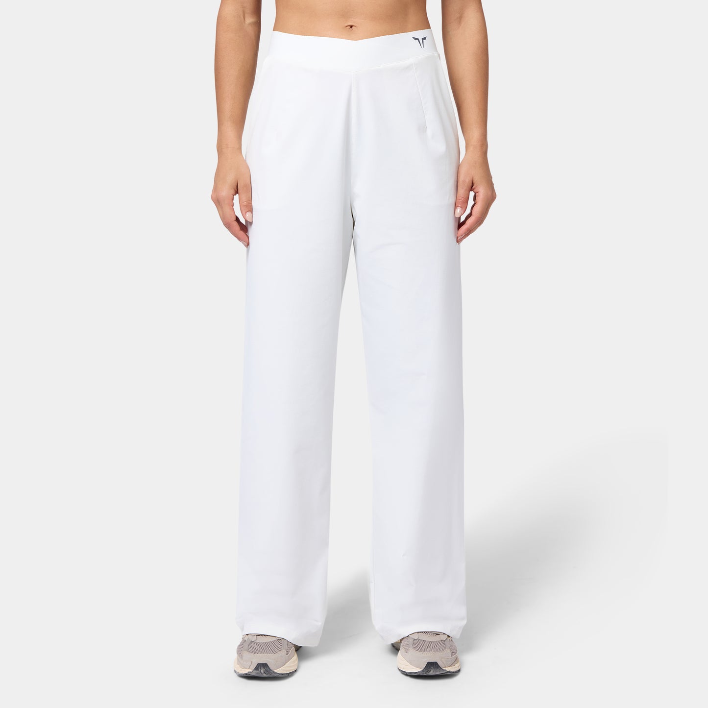 بنطلون واسع الساقين بخصر متقاطع - أبيض لؤلؤي