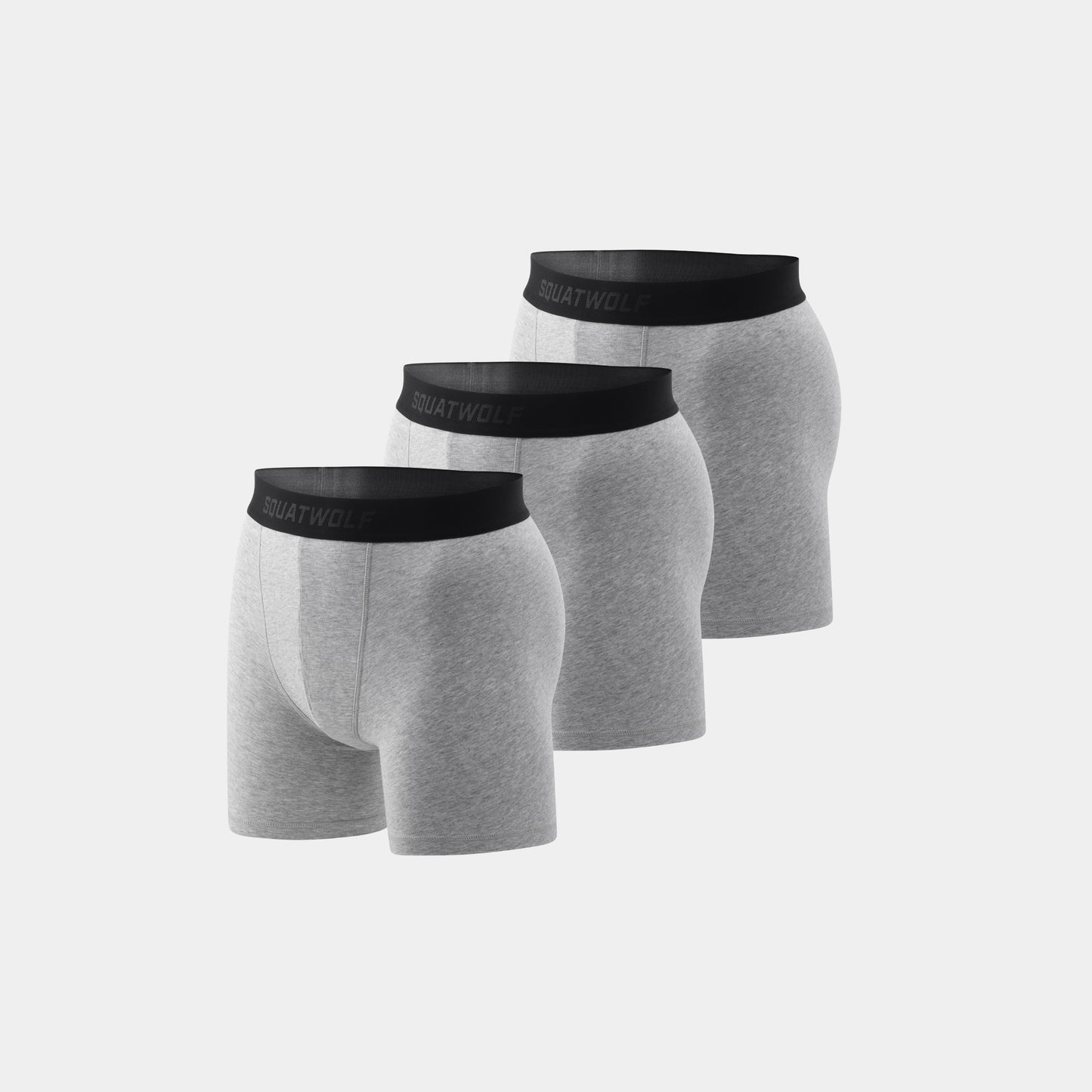 5" Cotton Boxer Trunks 3 Pack - Light Grey Marl