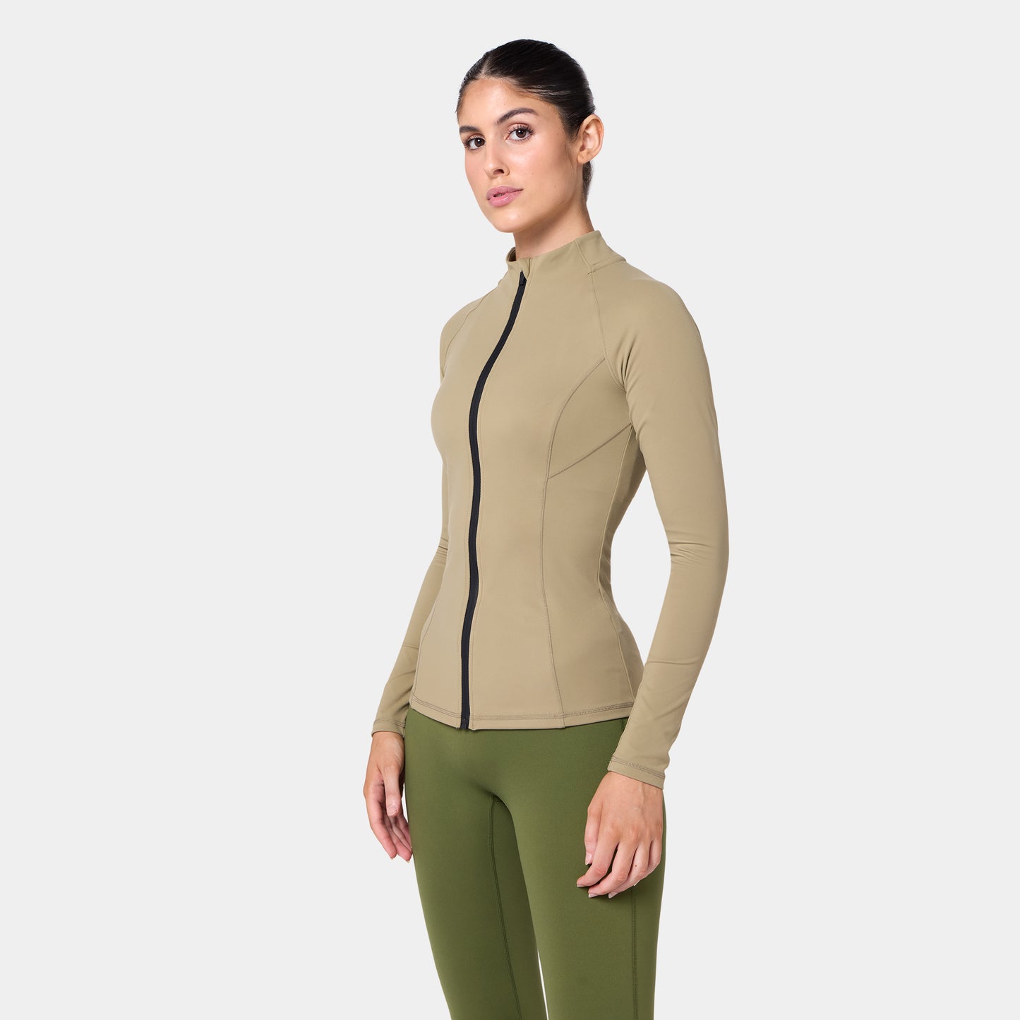 جاكيت كونتور بسحاب - زيتوني