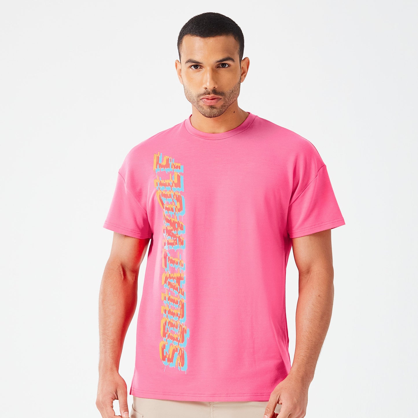 Glitch Oversized T-shirt - Hot Pink