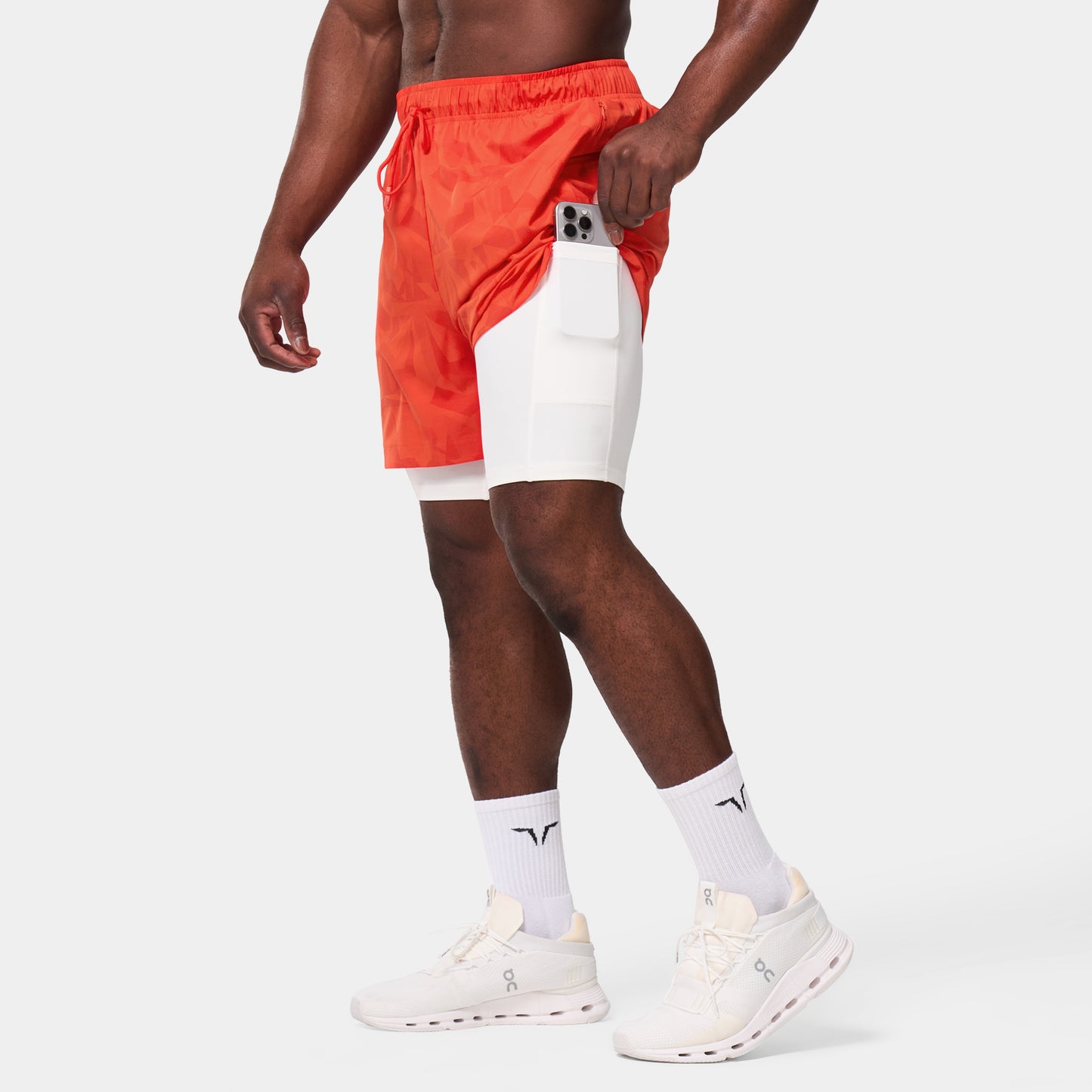 ليمتليس شورت 2 في 1 7 انش - برتقالي مموه 