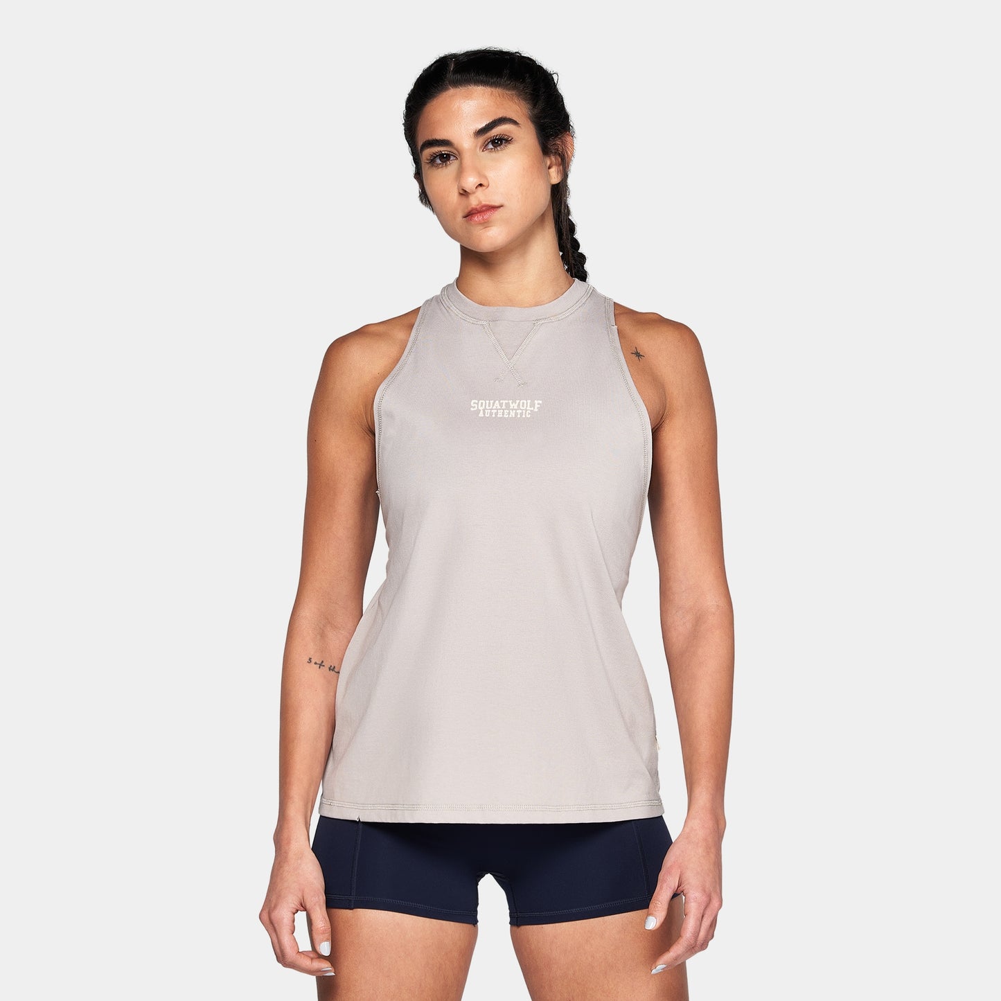 تانك بخلفية متقاطعة - بالوما رمادي فاتح