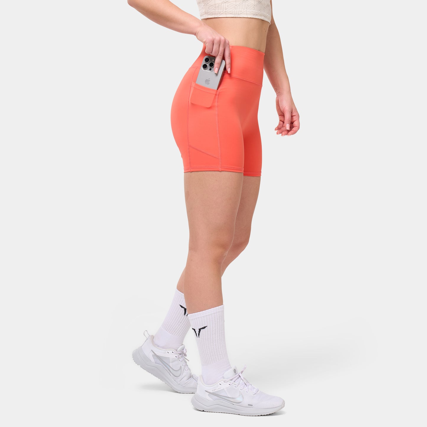 شورت بخصر مرتفع 5" - مرجاني