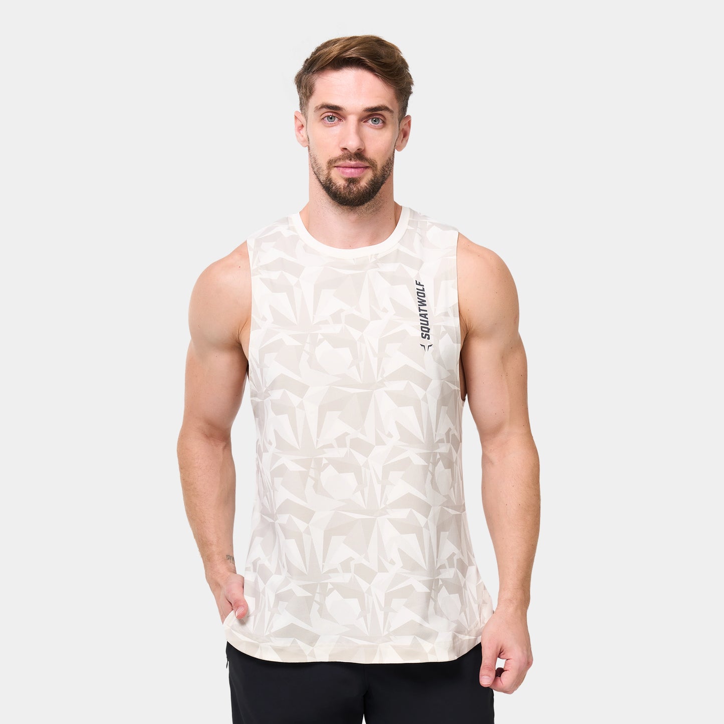 Warrior Cut Off Stringer 2.0 - Pearl White Dot Camo