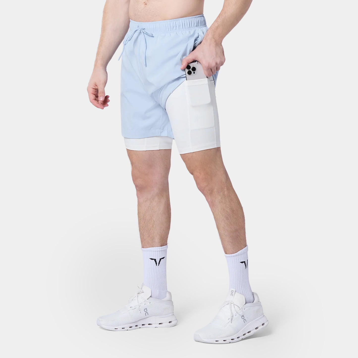 شورت ليميتليس 2 في 1 بطول 7 انش - أزرق سماوي