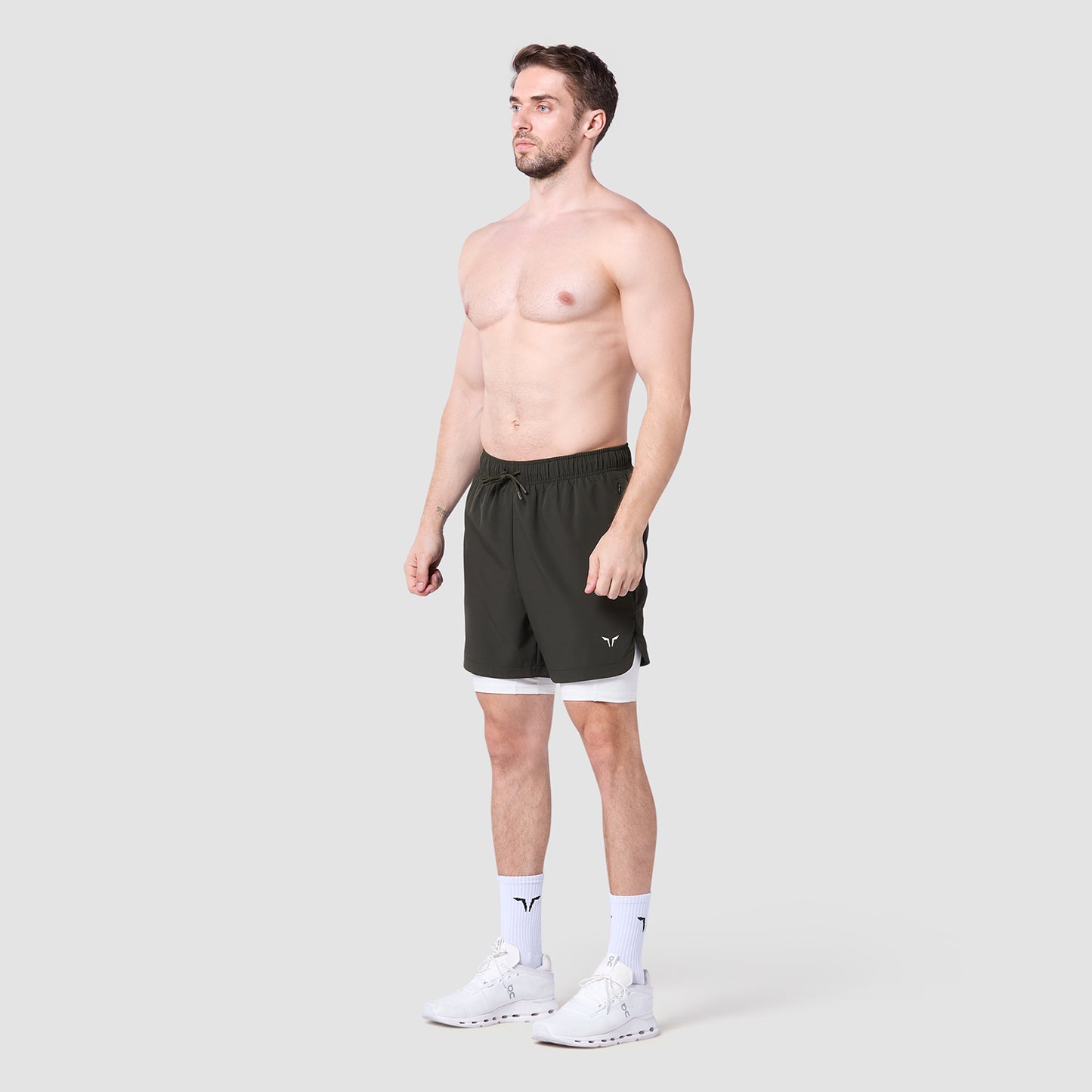 شورت ليميتليس 2 في 1 بطول 7 انش - كاكي