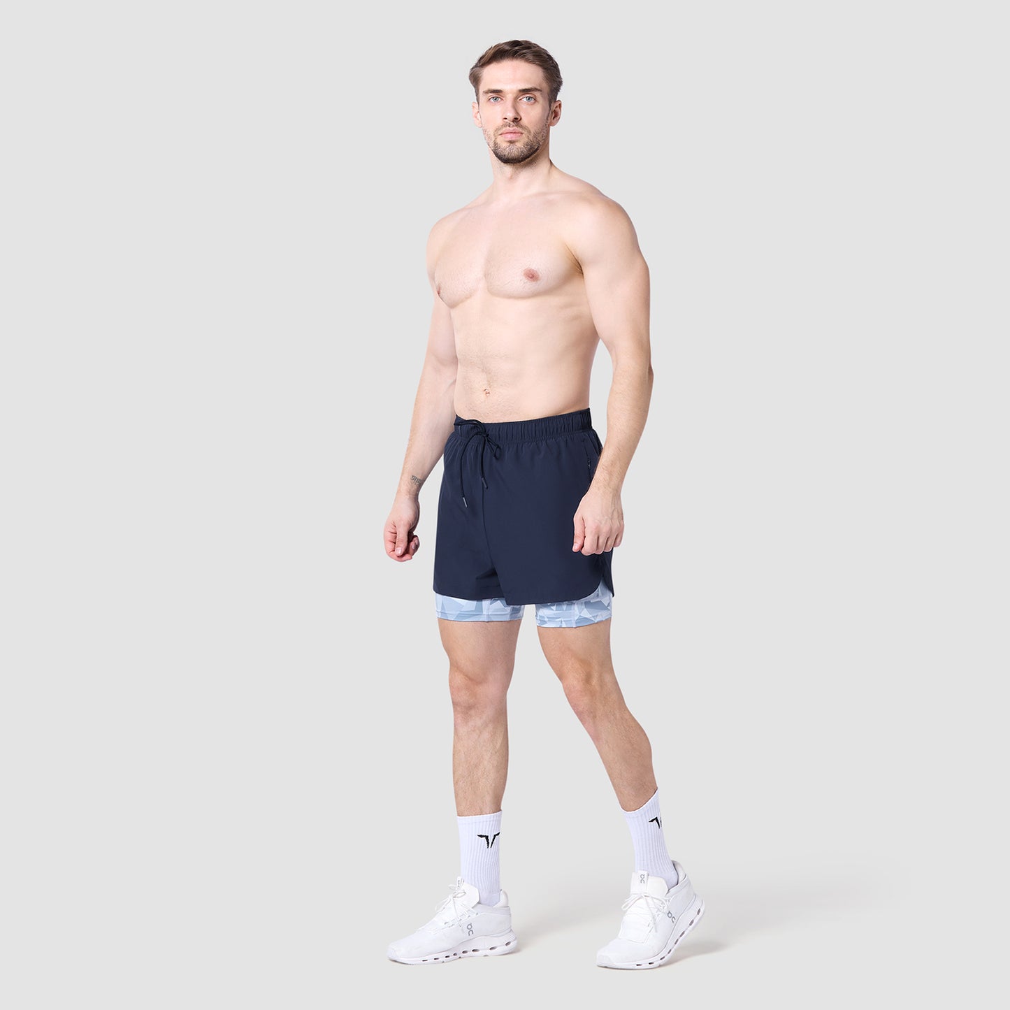  شورت ليمتلس 5 انش 2 في 1 - كحلي & أزرق سماوي