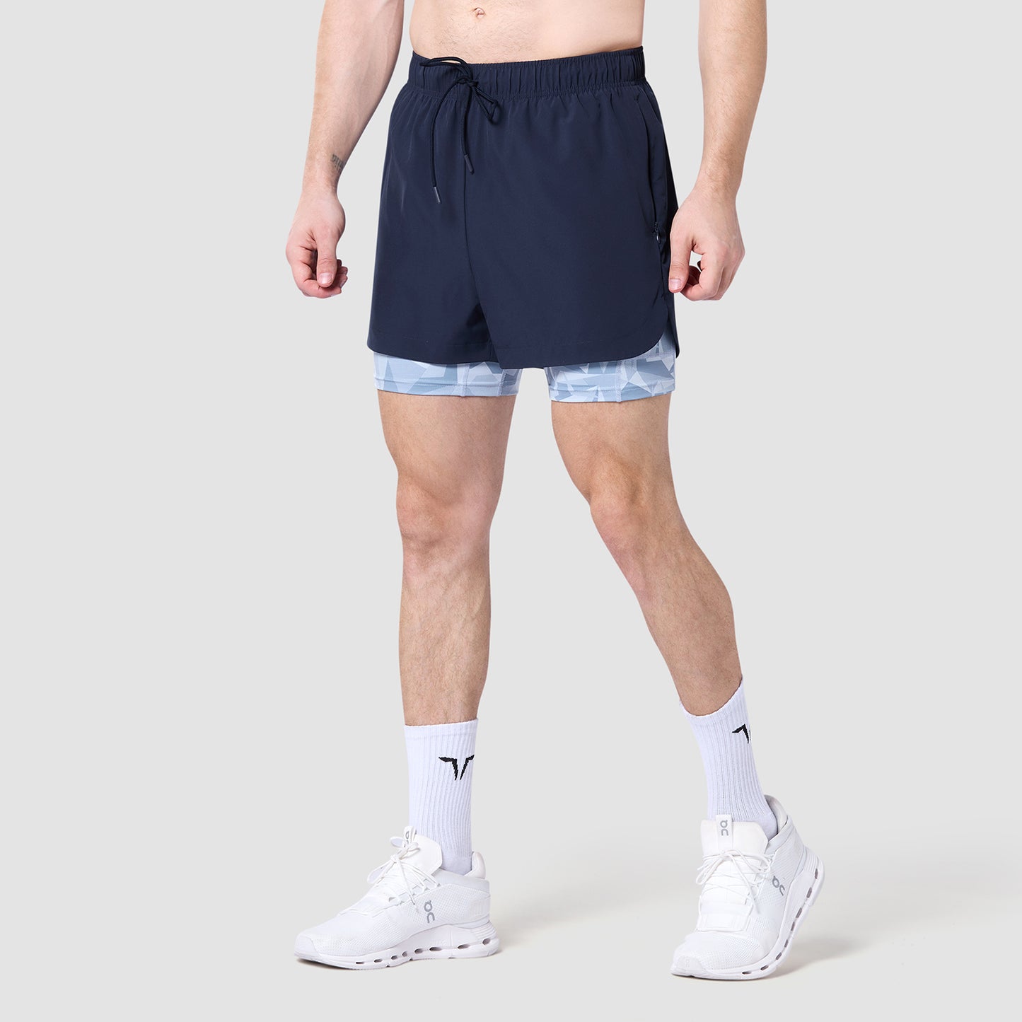  شورت ليمتلس 5 انش 2 في 1 - كحلي & أزرق سماوي