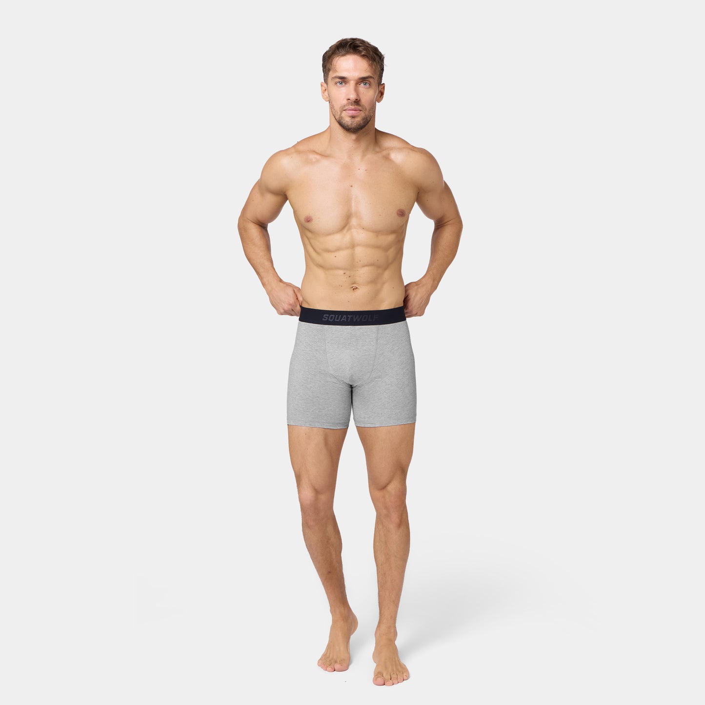 5" Cotton Boxer Trunks 3 Pack - Light Grey Marl