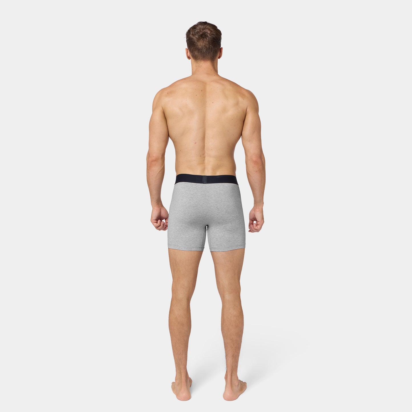 5" Cotton Boxer Trunks 3 Pack - Light Grey Marl