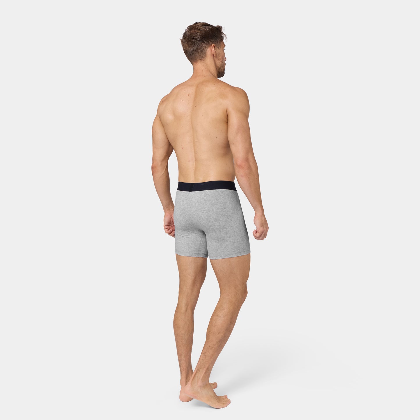 5" Cotton Boxer Trunks 3 Pack - Light Grey Marl