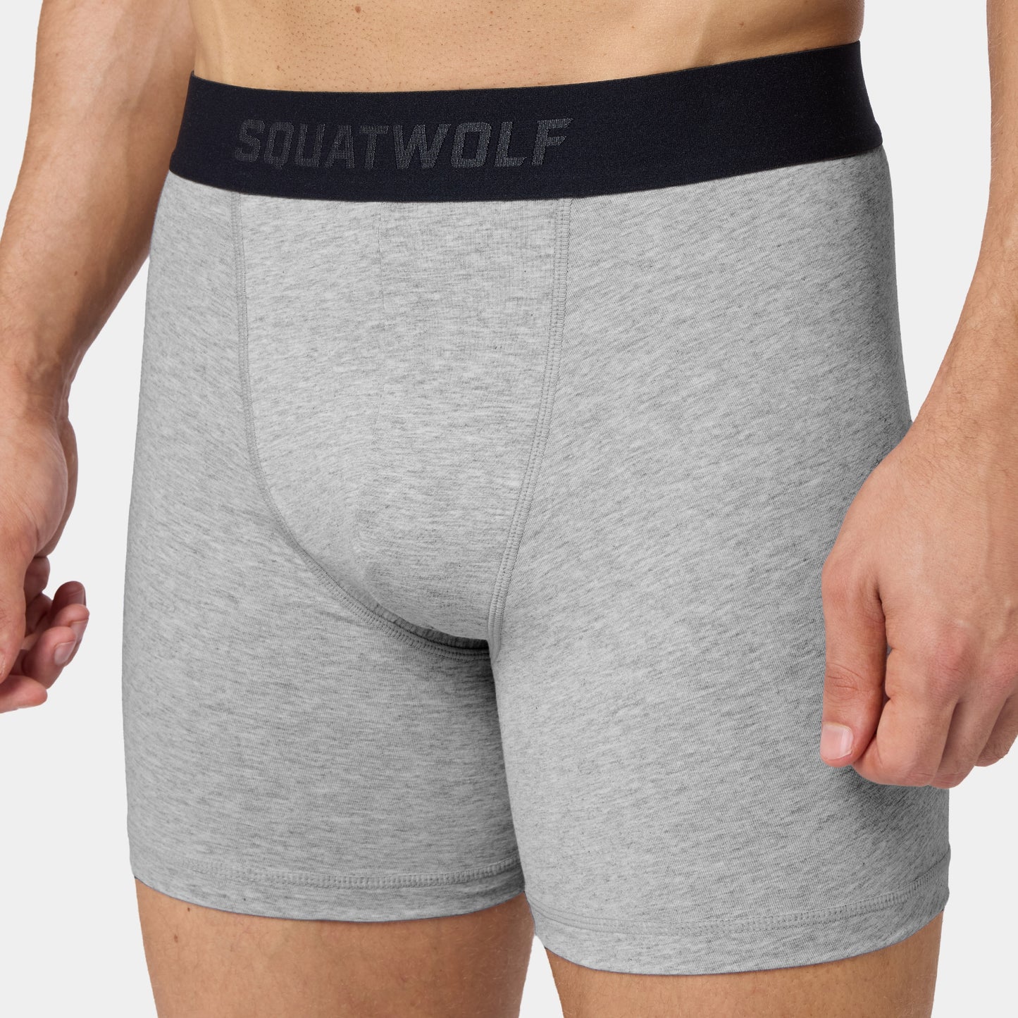 5" Cotton Boxer Trunks 3 Pack - Light Grey Marl