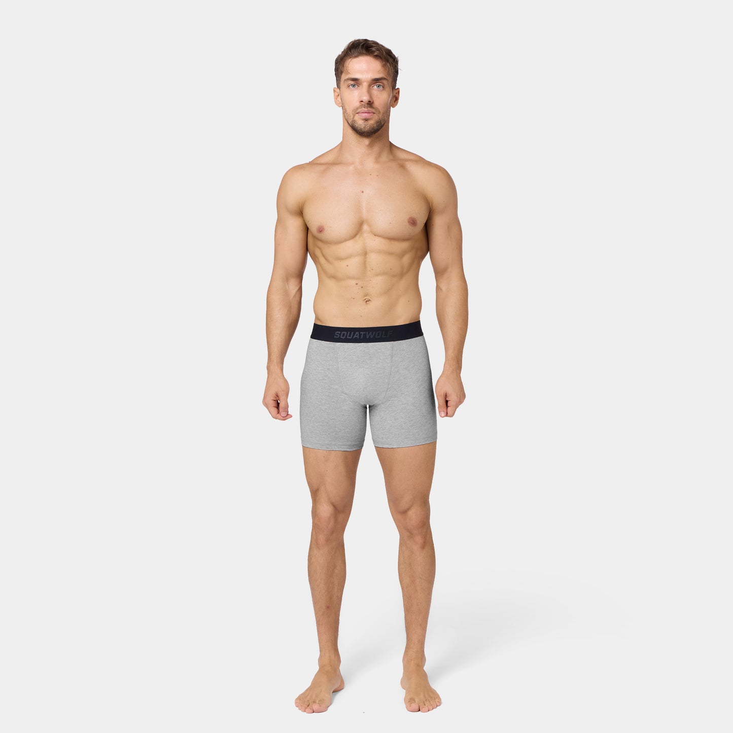 5" Cotton Boxer Trunks 3 Pack - Light Grey Marl
