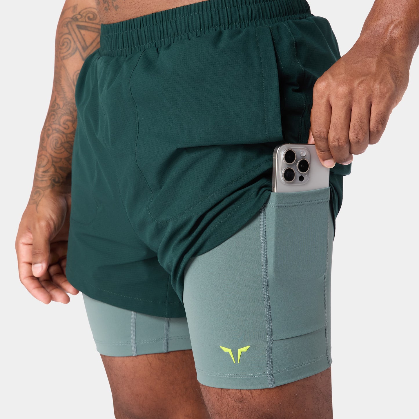 نيوتك شورت بيرفومانس 2 في 1 5" - أخضر زرعي