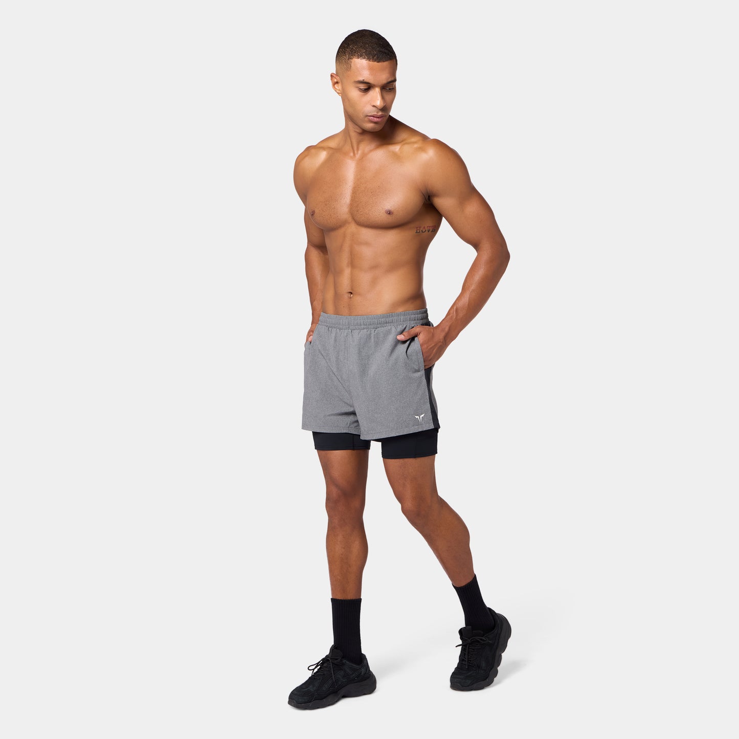 شورت ميش 2 في 1 5" - أسود مارل