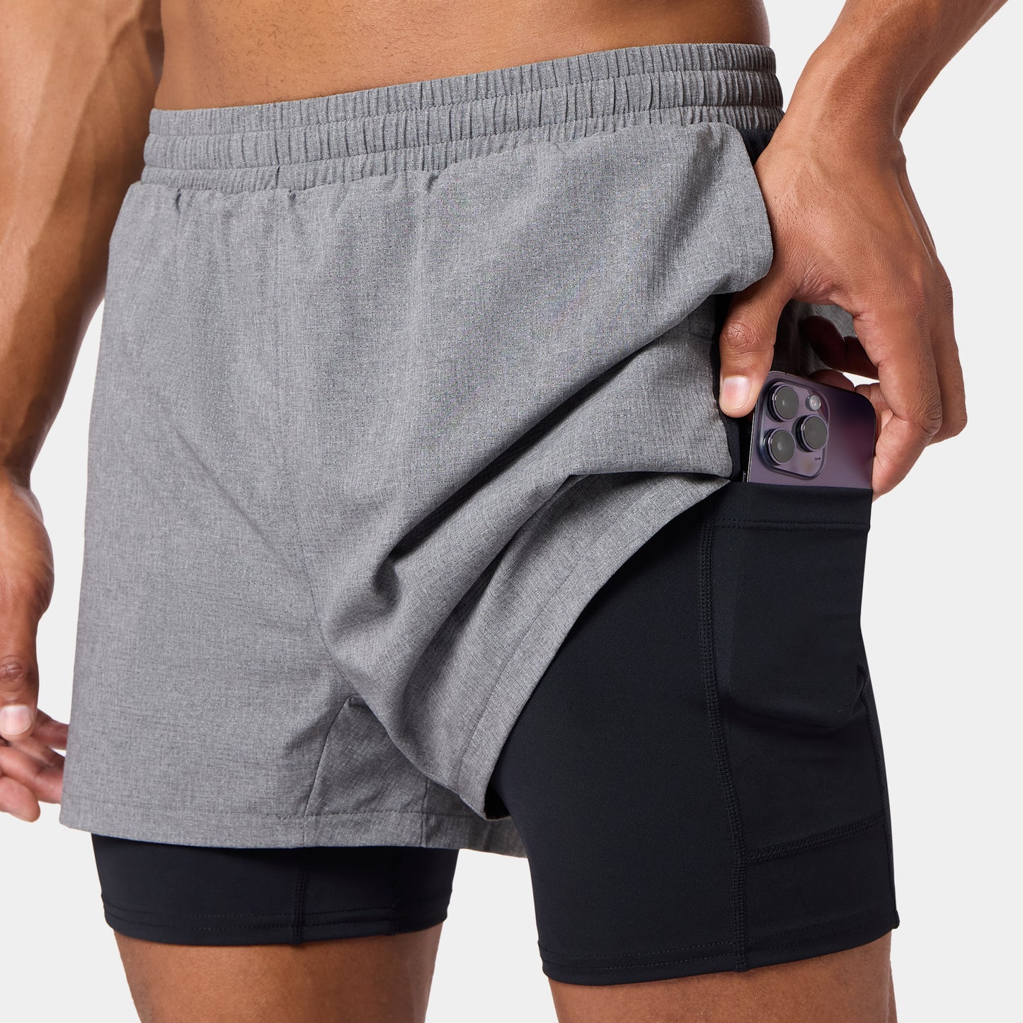 شورت ميش 2 في 1 5" - أسود مارل