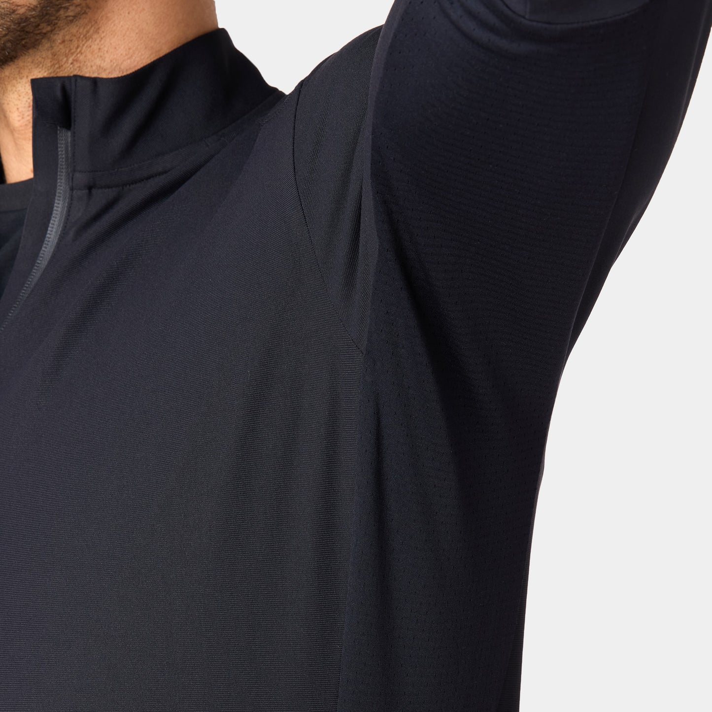 توب آكت دراي® مع ربع سحاب و أكمام طويلة - أسود