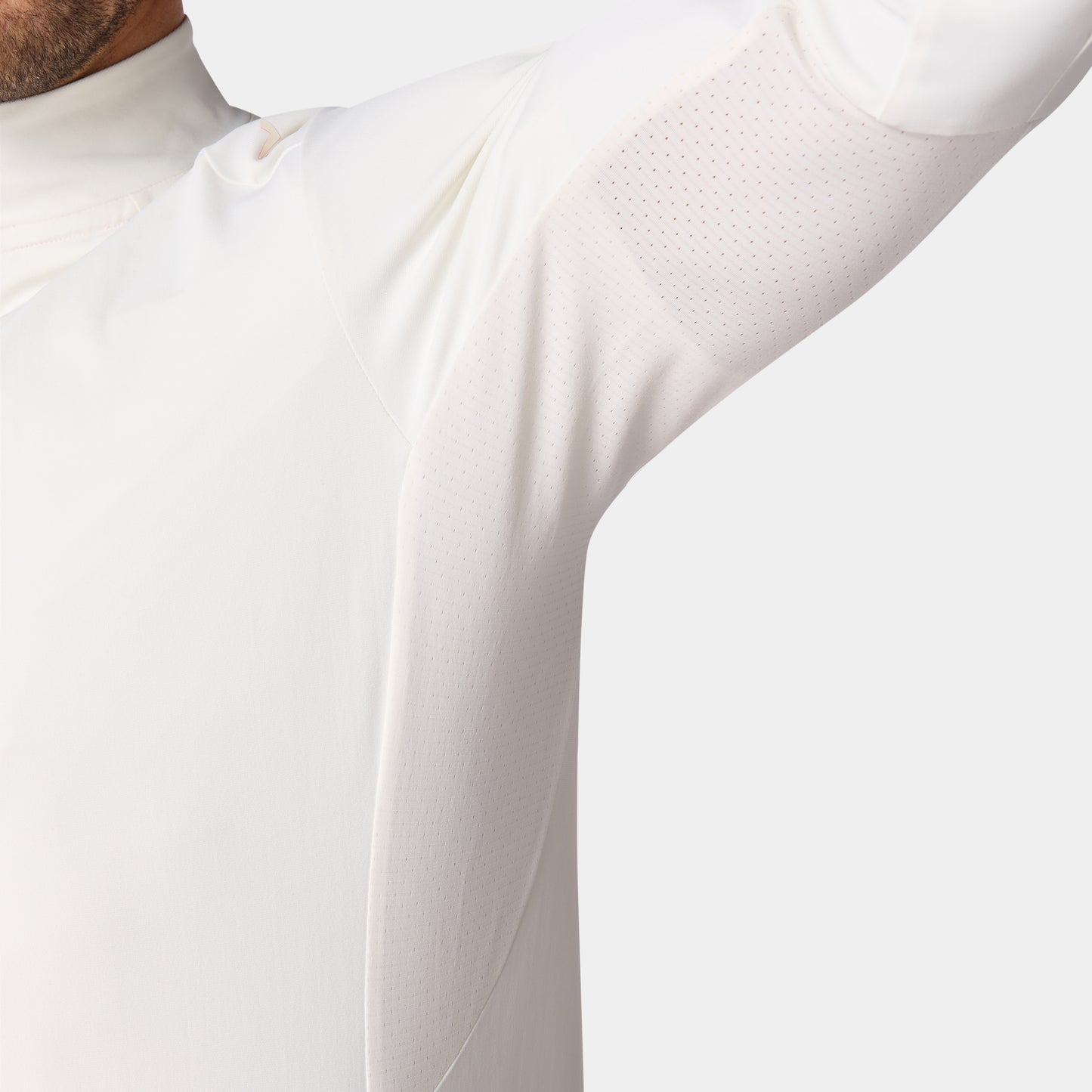 توب آكت دراي® مع ربع سحاب و أكمام طويلة - أبيض لؤلؤي