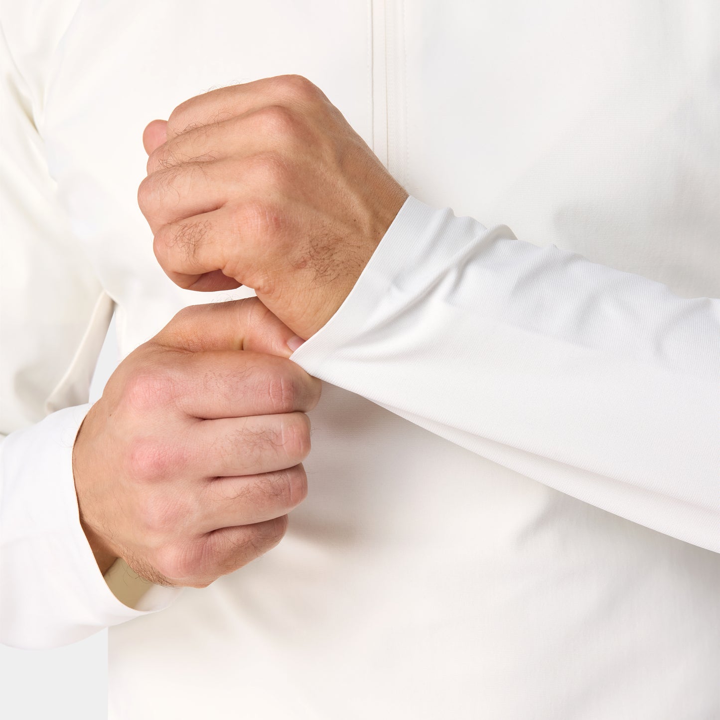 توب آكت دراي® مع ربع سحاب و أكمام طويلة - أبيض لؤلؤي