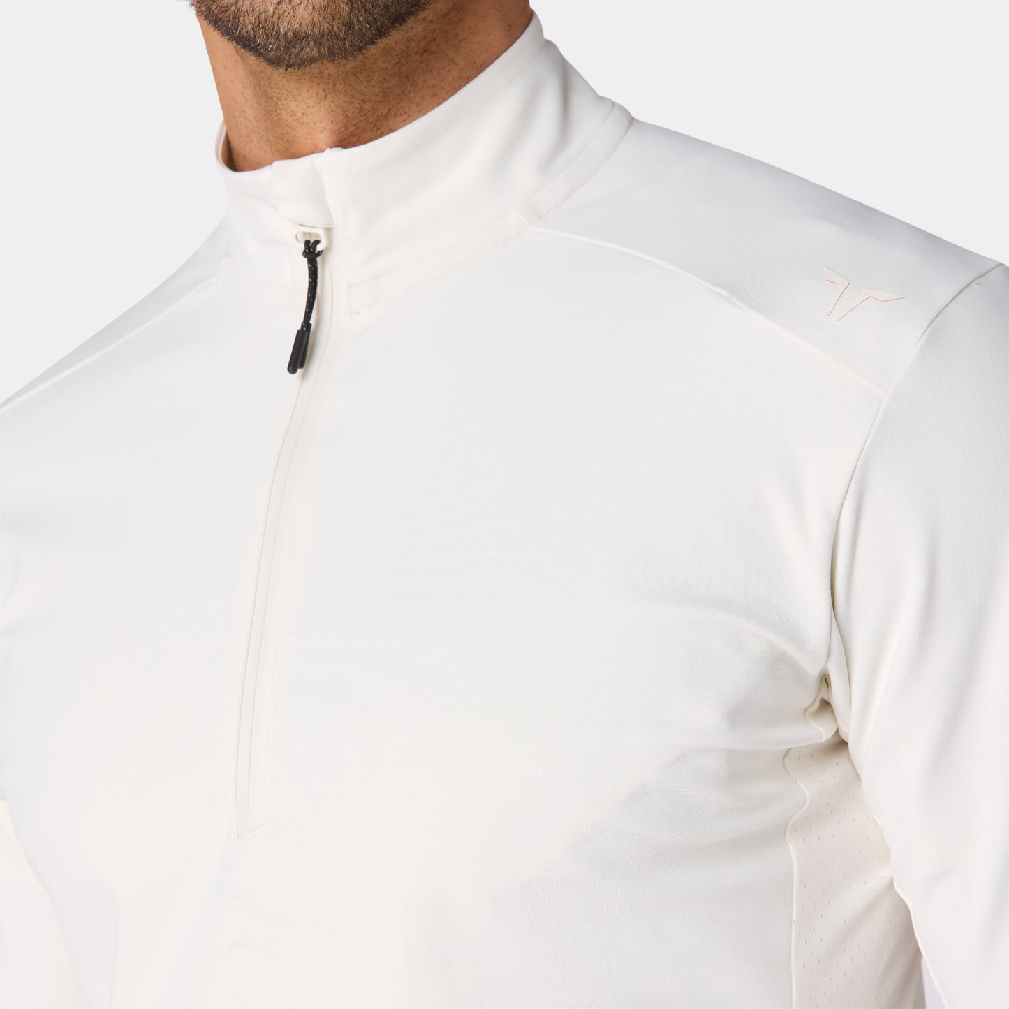 توب آكت دراي® مع ربع سحاب و أكمام طويلة - أبيض لؤلؤي